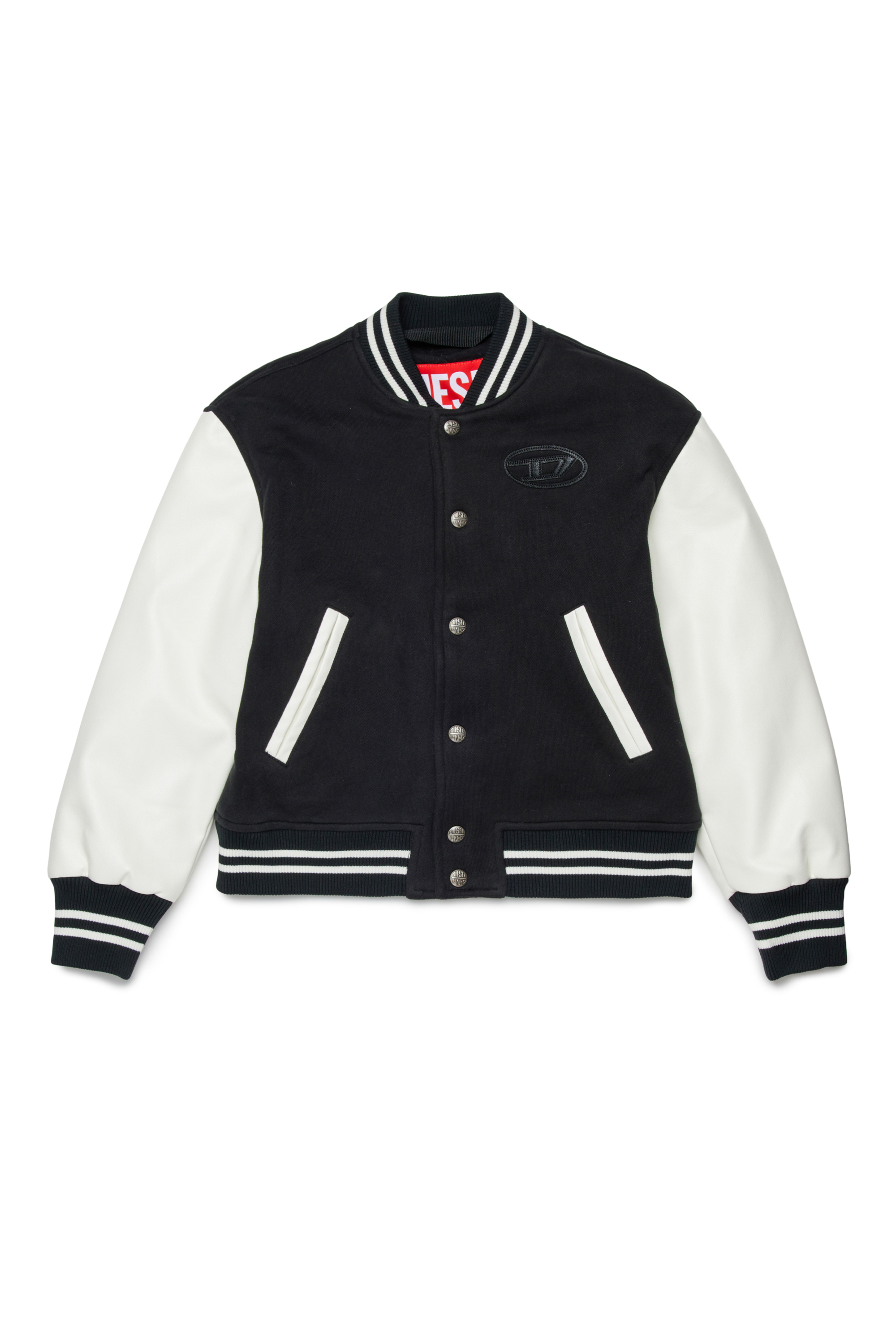 Diesel - JBIRKYE, Man's Jacket with contrast sleeves and embroidery in Black - 1