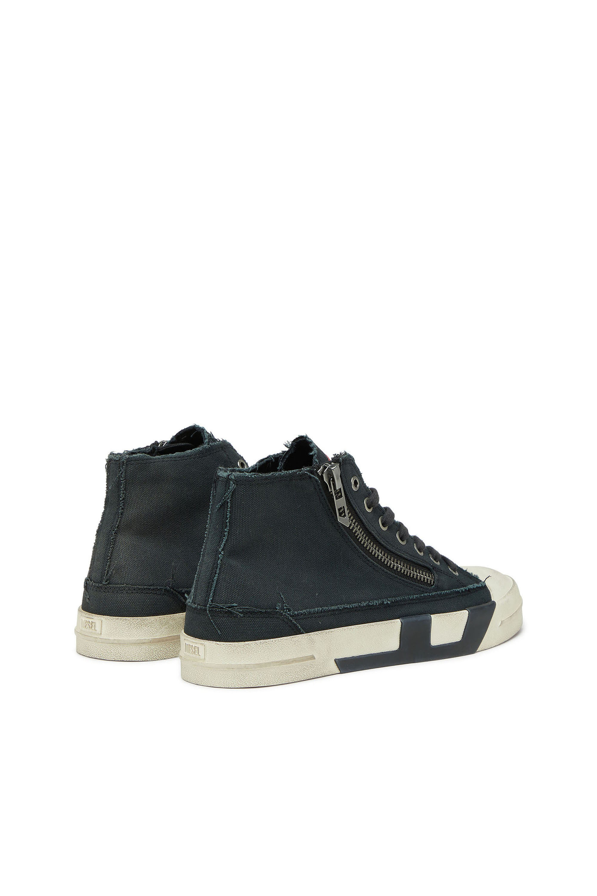 Diesel - S-D-VERSE ZIP MID II, Man's S-D-Verse -  Sneakers in frayed canvas with D logo in Black - 3
