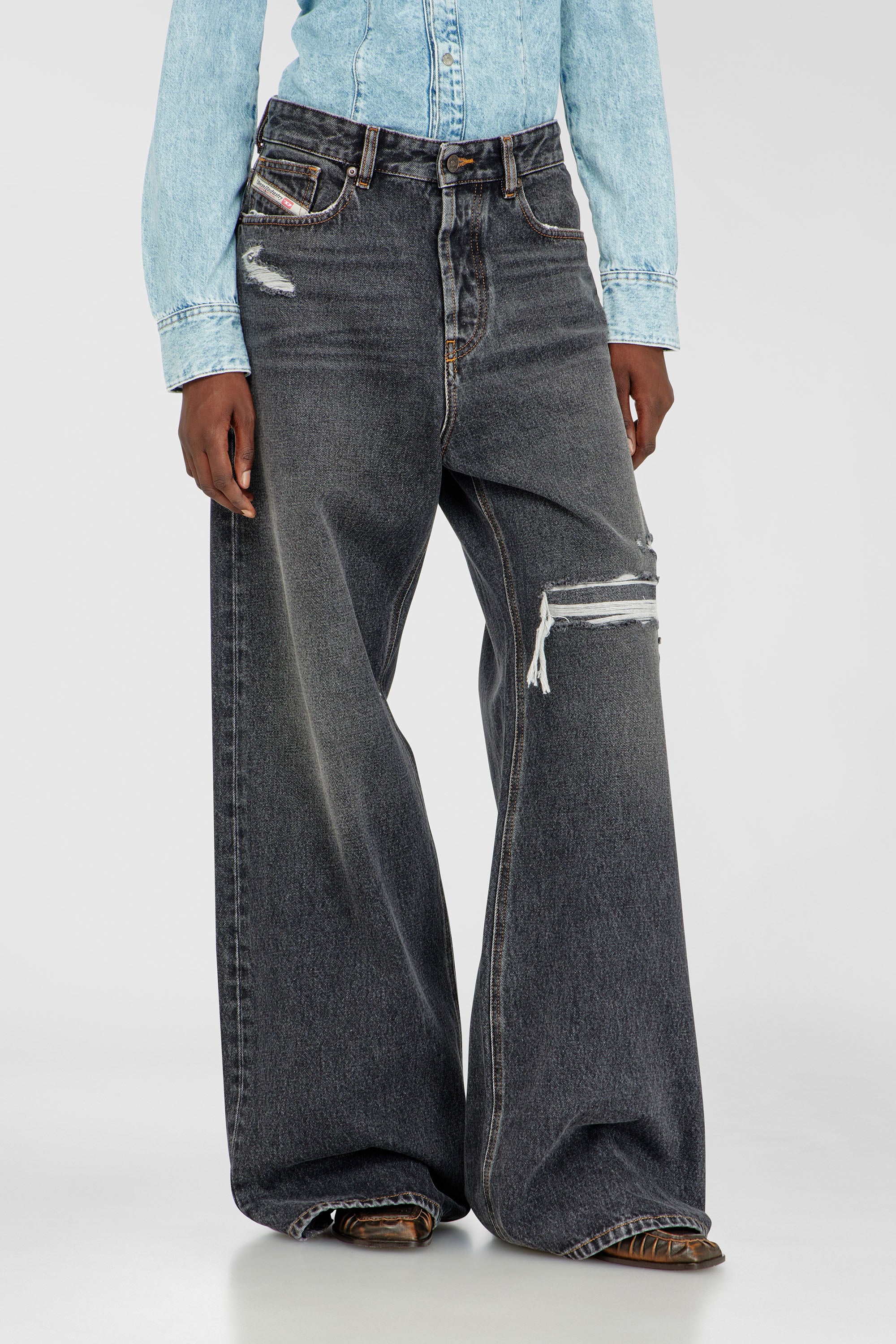 Diesel - Unisex's Relaxed Jeans 1996 D-Sire 007F6, Black/Dark grey - 1
