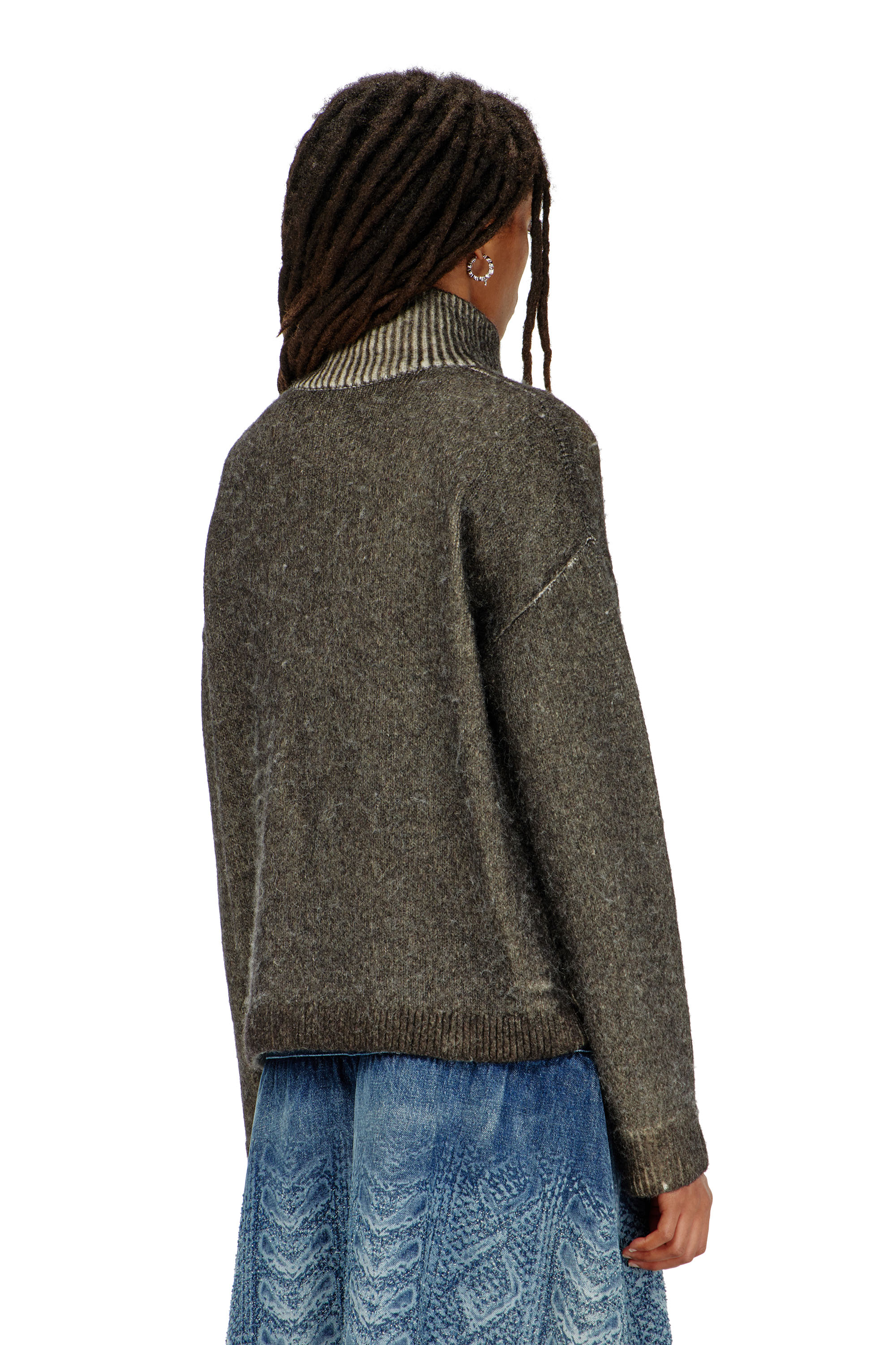 Diesel - M-CIURA, Woman's Wool and alpaca-blend floral turtleneck in Brown - 4