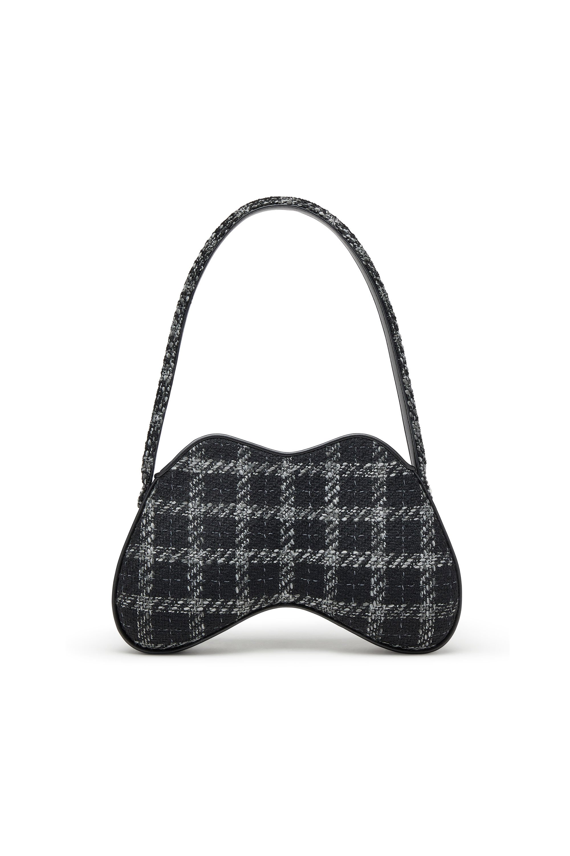 Diesel - DOUBLE-D SHOULDER, Woman's Double-D-Shoulder bag with houndstooth motif in Black - 3