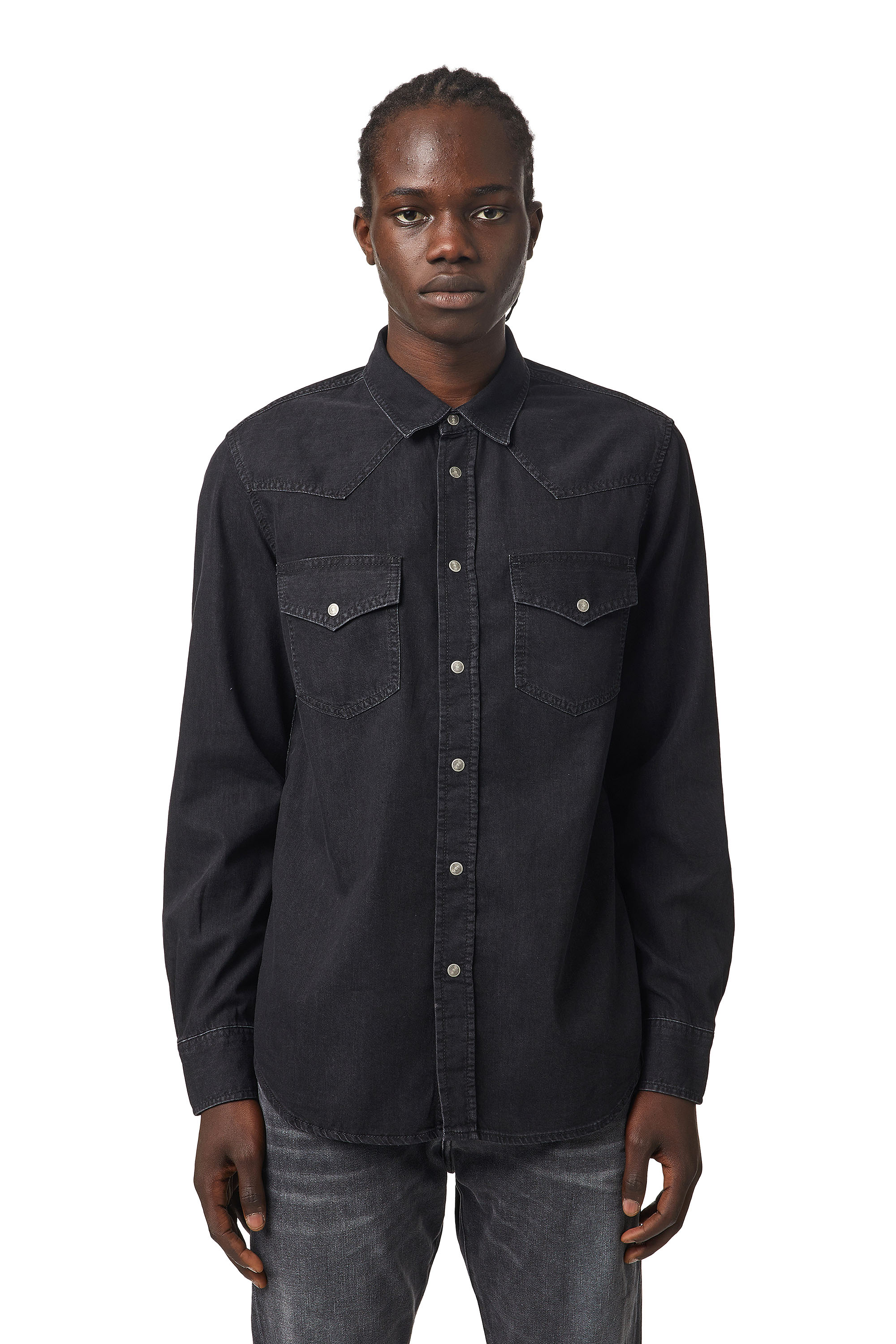 D-EAST-P1, Black Diesel - D-EAST-P1, Black - Denim Shirts - Image 1