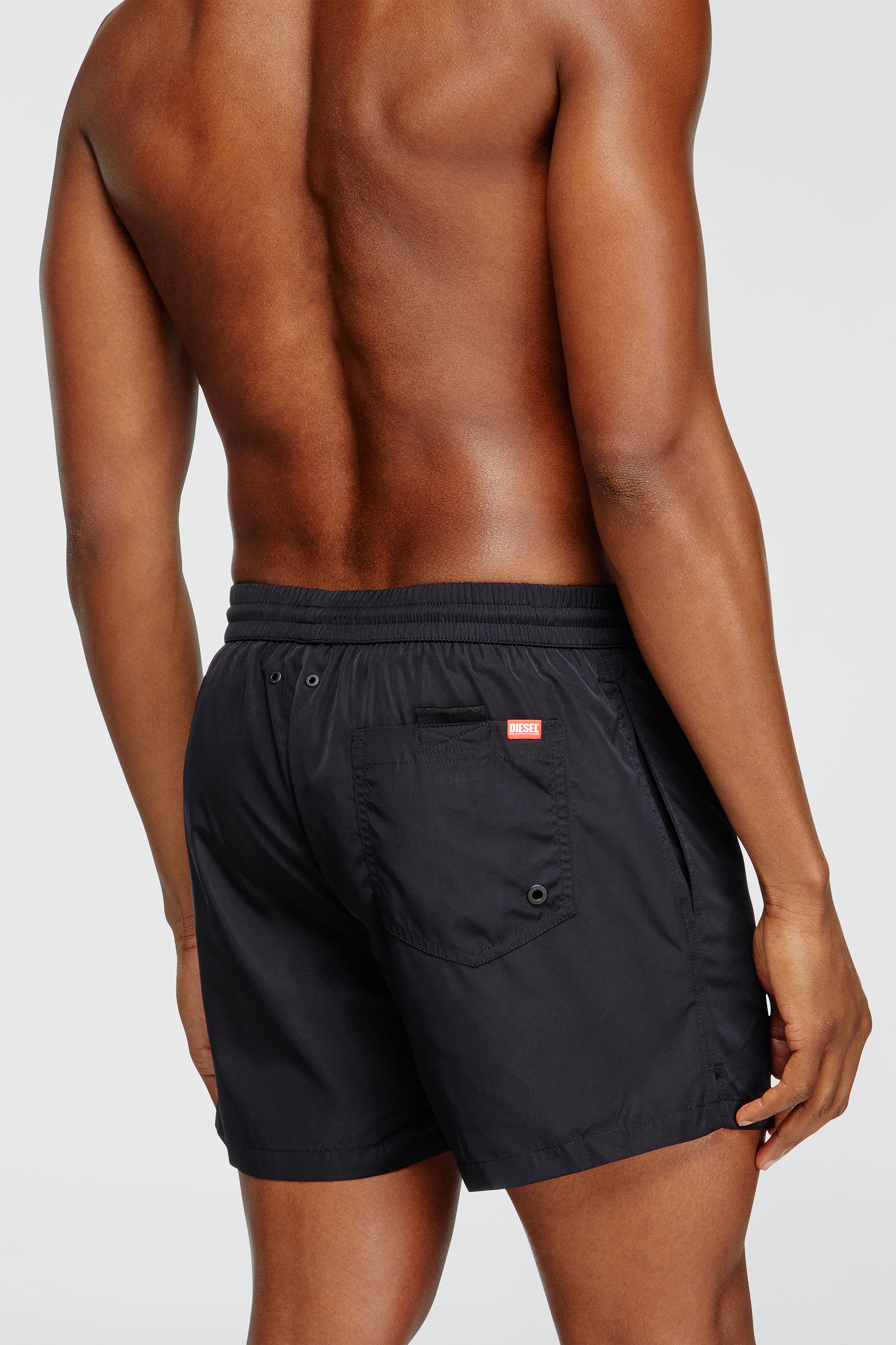 Men's Mid-length swim shorts with maxi logo | Black | Diesel TR