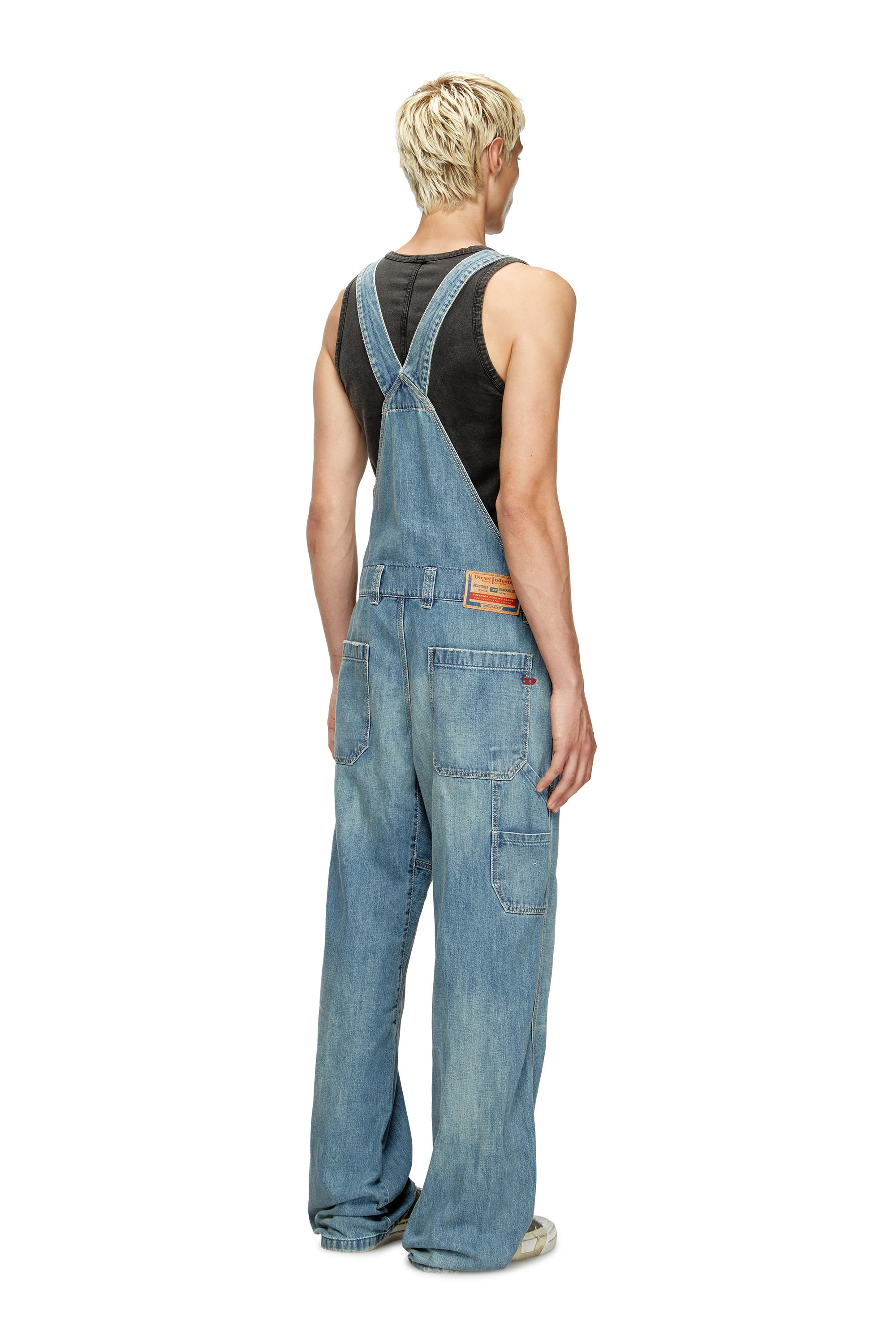 Diesel - D-FRAMU-U, Unisex's Utility-style denim dungarees in Light Blue - 4
