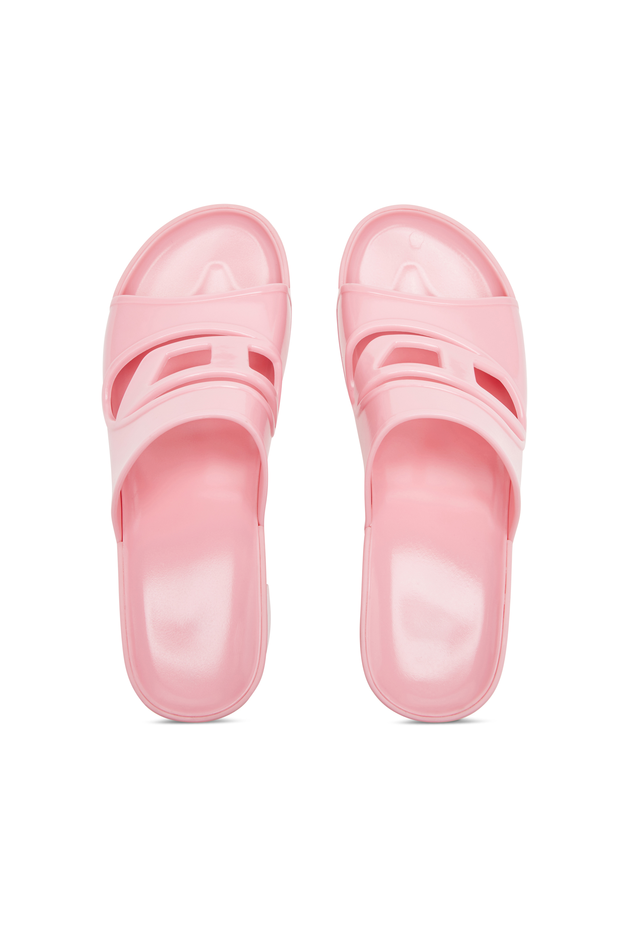 Diesel - SA-BONNIE, Woman's Sa-Bonnie-Heeled rubber slides with cut-out logo in Pink - 5