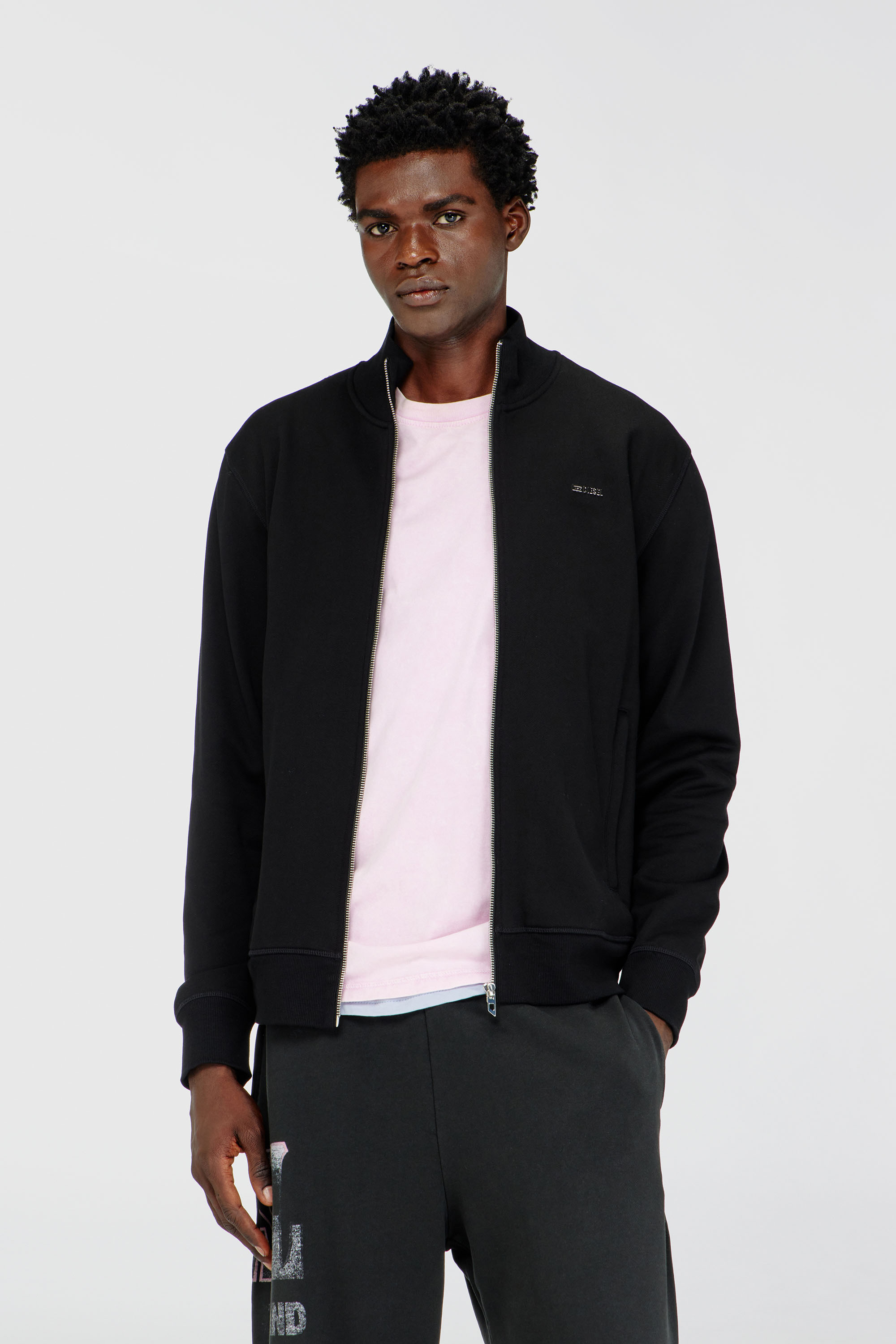 Diesel - S-LOCK-MET, Man's Zipped sweatshirt with metal Diesel plaque in Black - 3