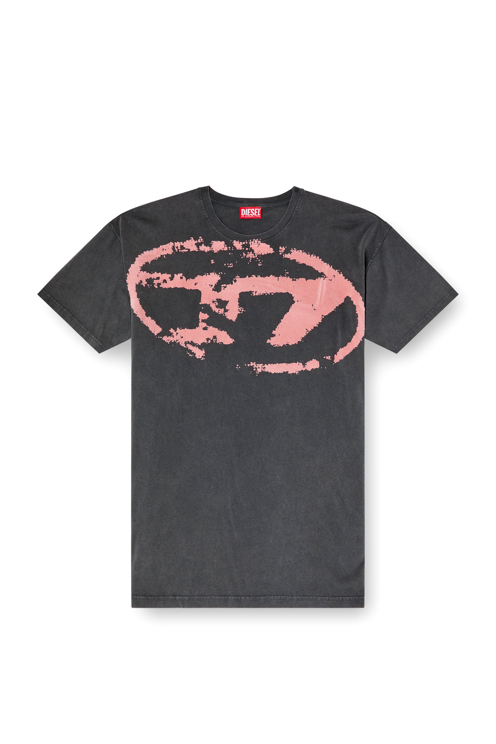 Diesel - T-BOXT-R21, Man's Acid-wash T-shirt with flocked Oval D logo in Black - 3