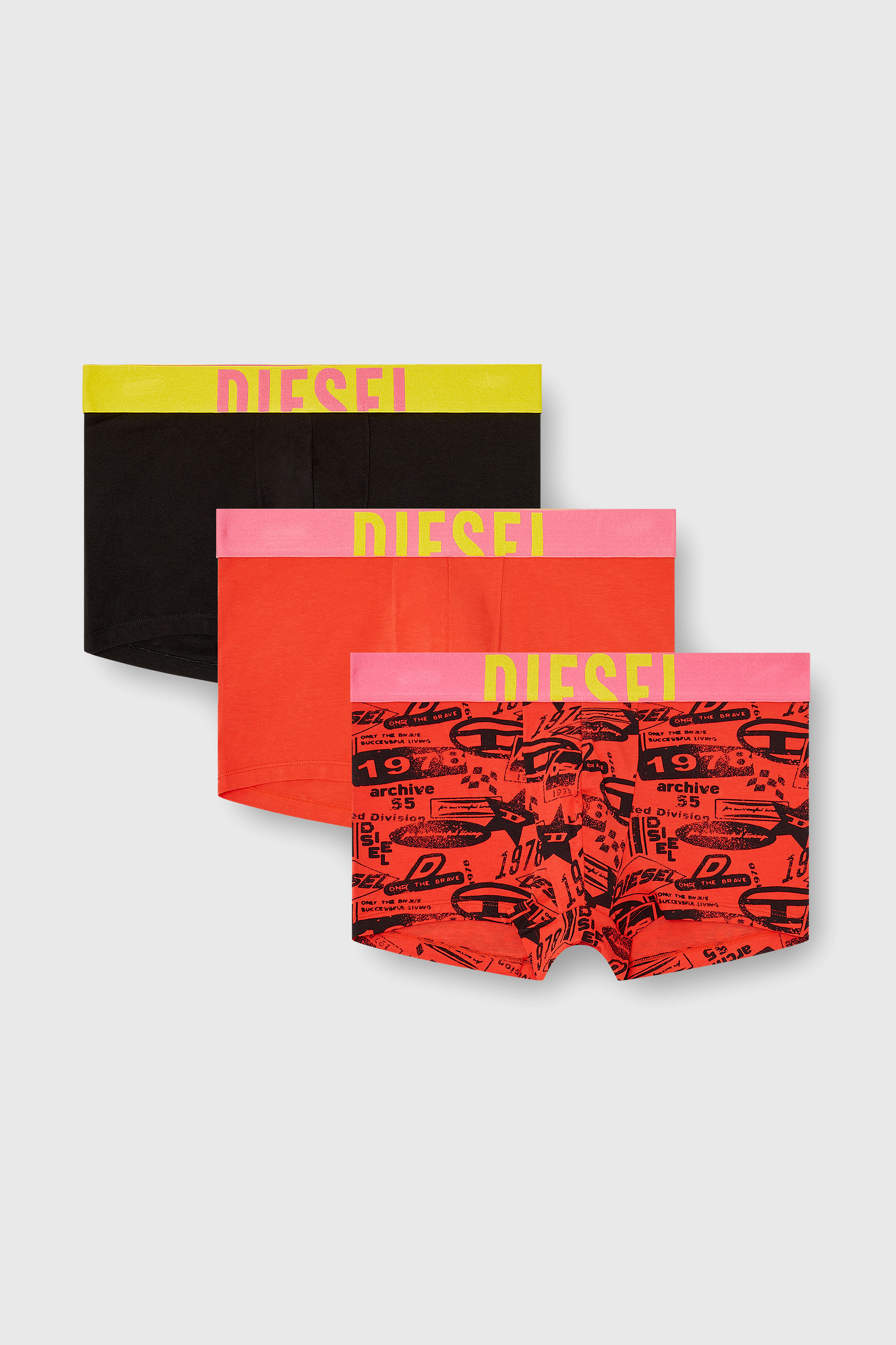 Diesel - DAMIEN-D-POP-3PACK-40, Man's 3-pack of trunks with contrast details in Orange/Black - 2
