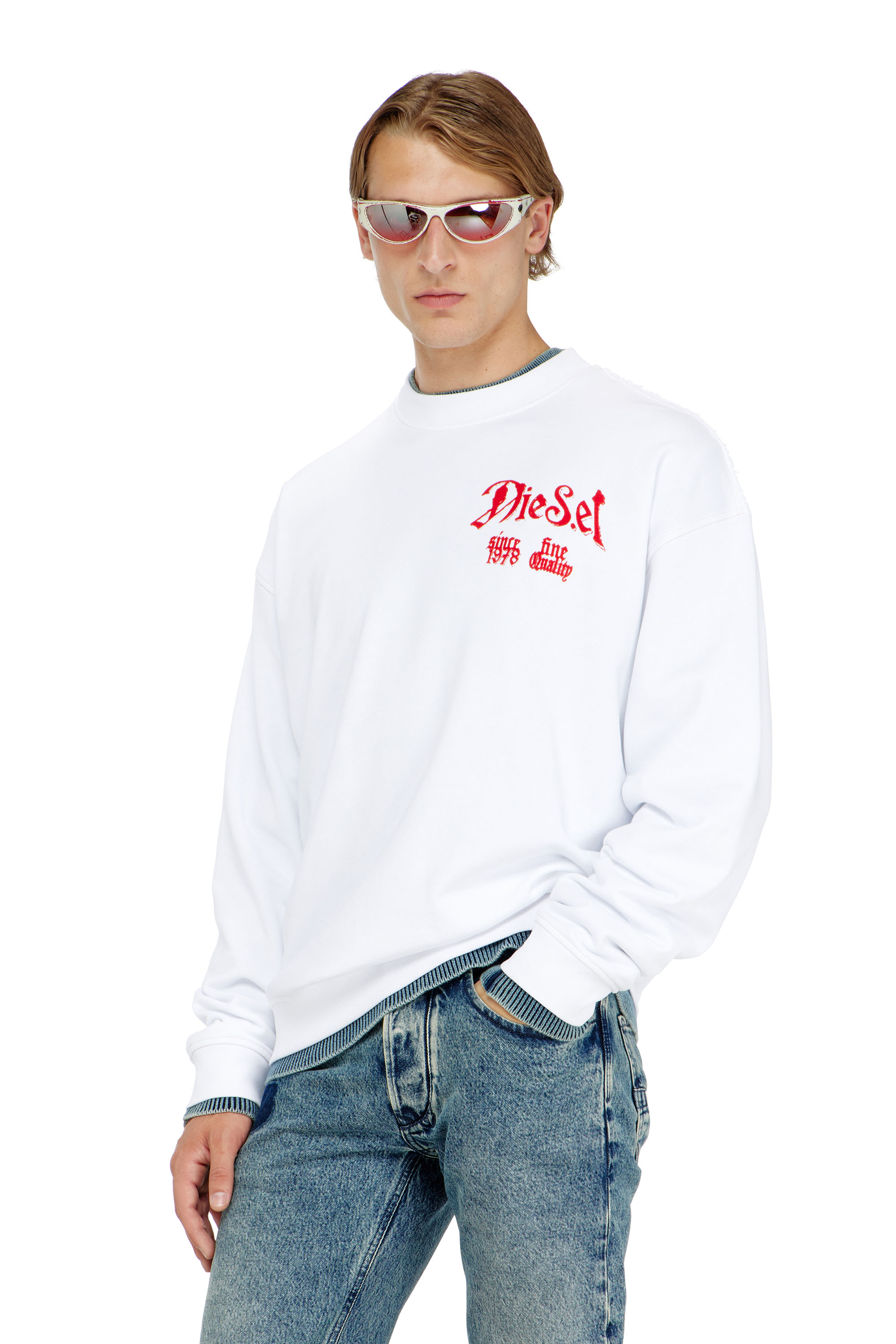 Diesel - S-BOXT-AA2, Man's Cotton sweatshirt with flocked graphics in null - 3