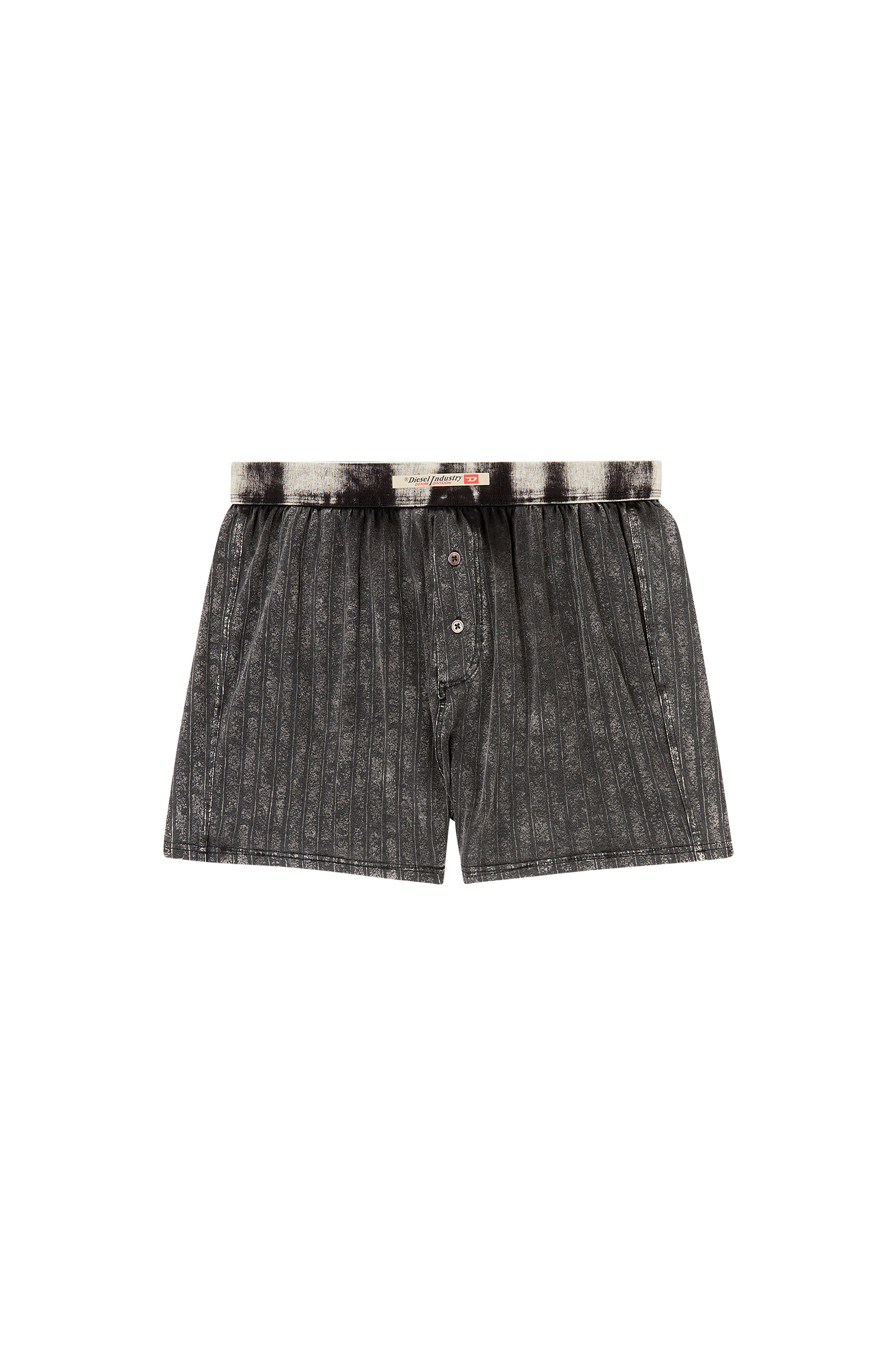 Diesel - STARK-DNM, Man's Long cotton boxers with pinstripe denim effect in Grey - 3