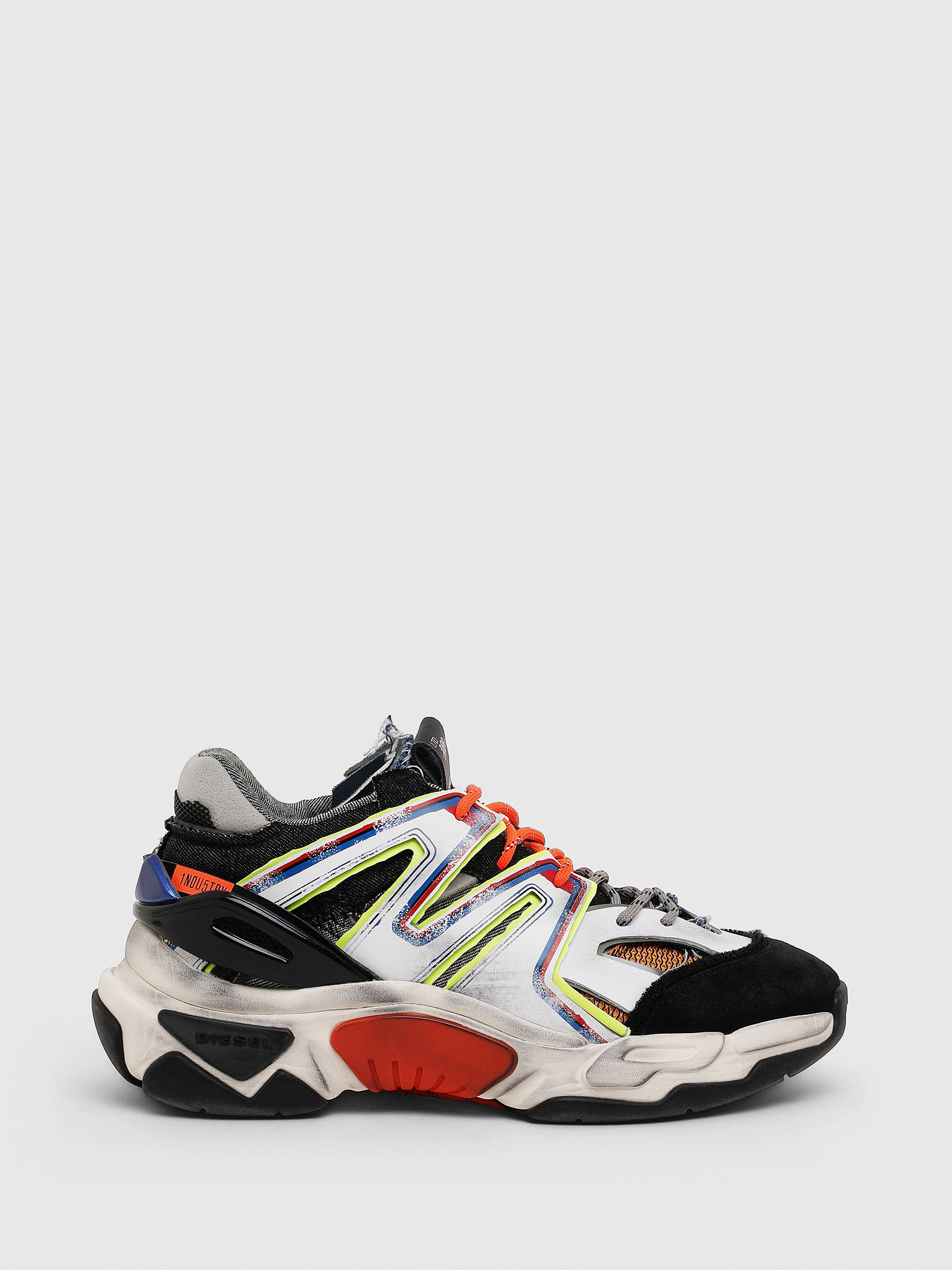 diesel panelled platform sneakers