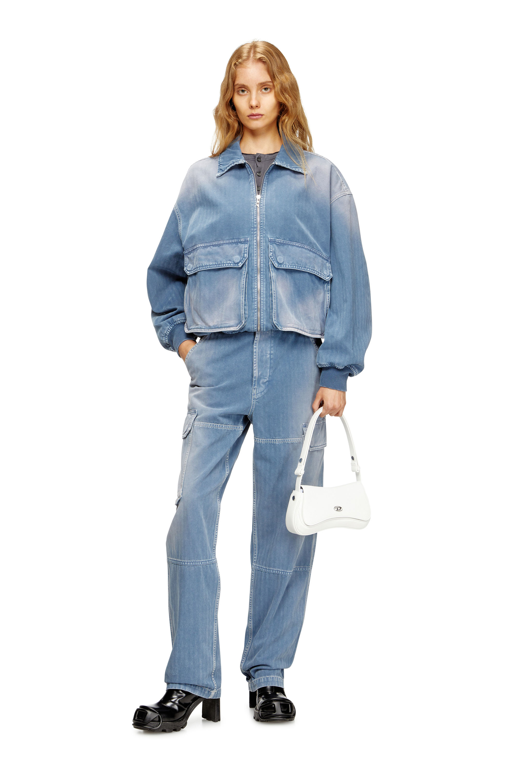 Diesel - PLAY CLUTCH, Woman's Play-Semi gloss leather shoulder bag in White - 6