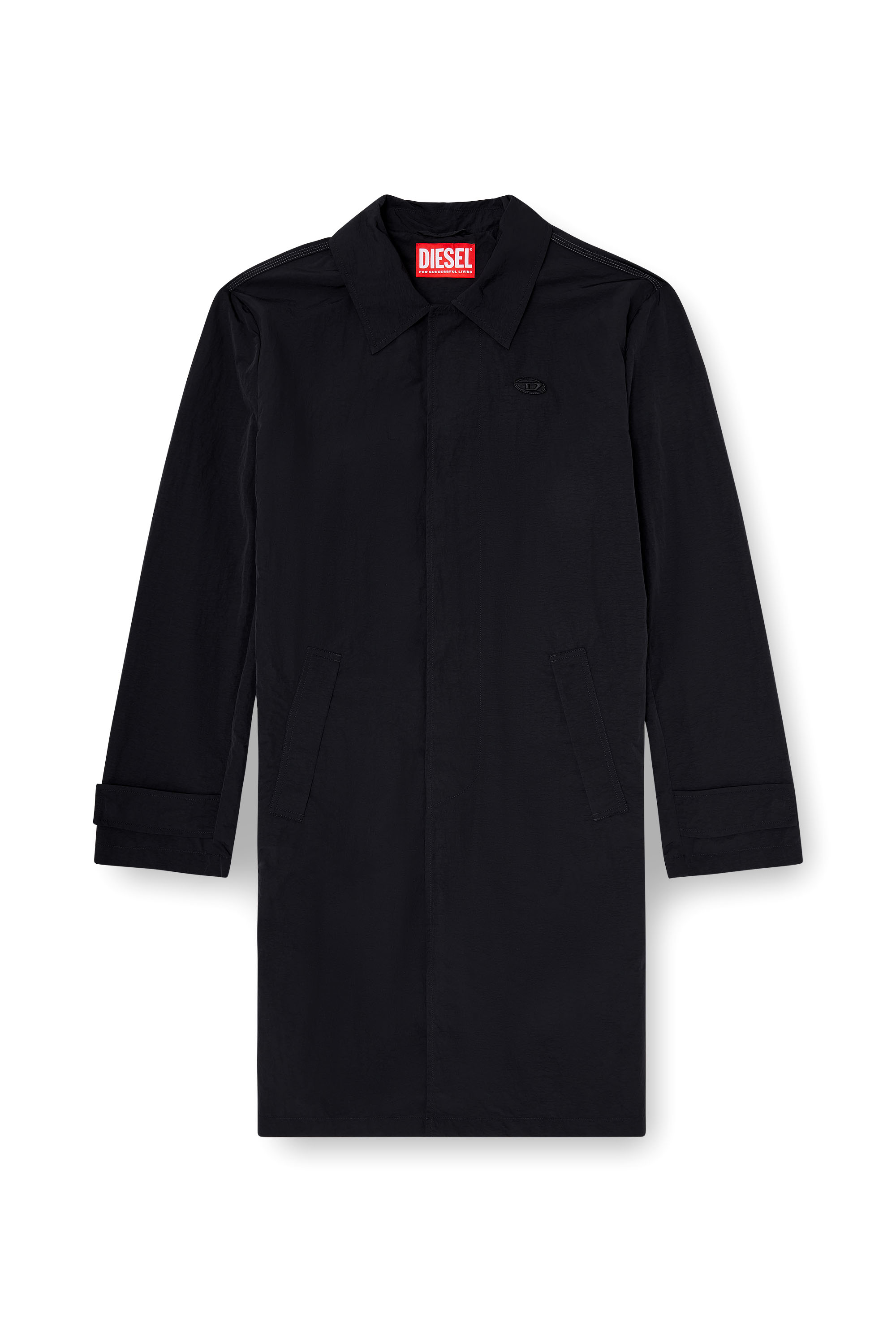 Diesel - J-BURHAT, Man's Nylon coat with shiny crinkle finish in Black - 3
