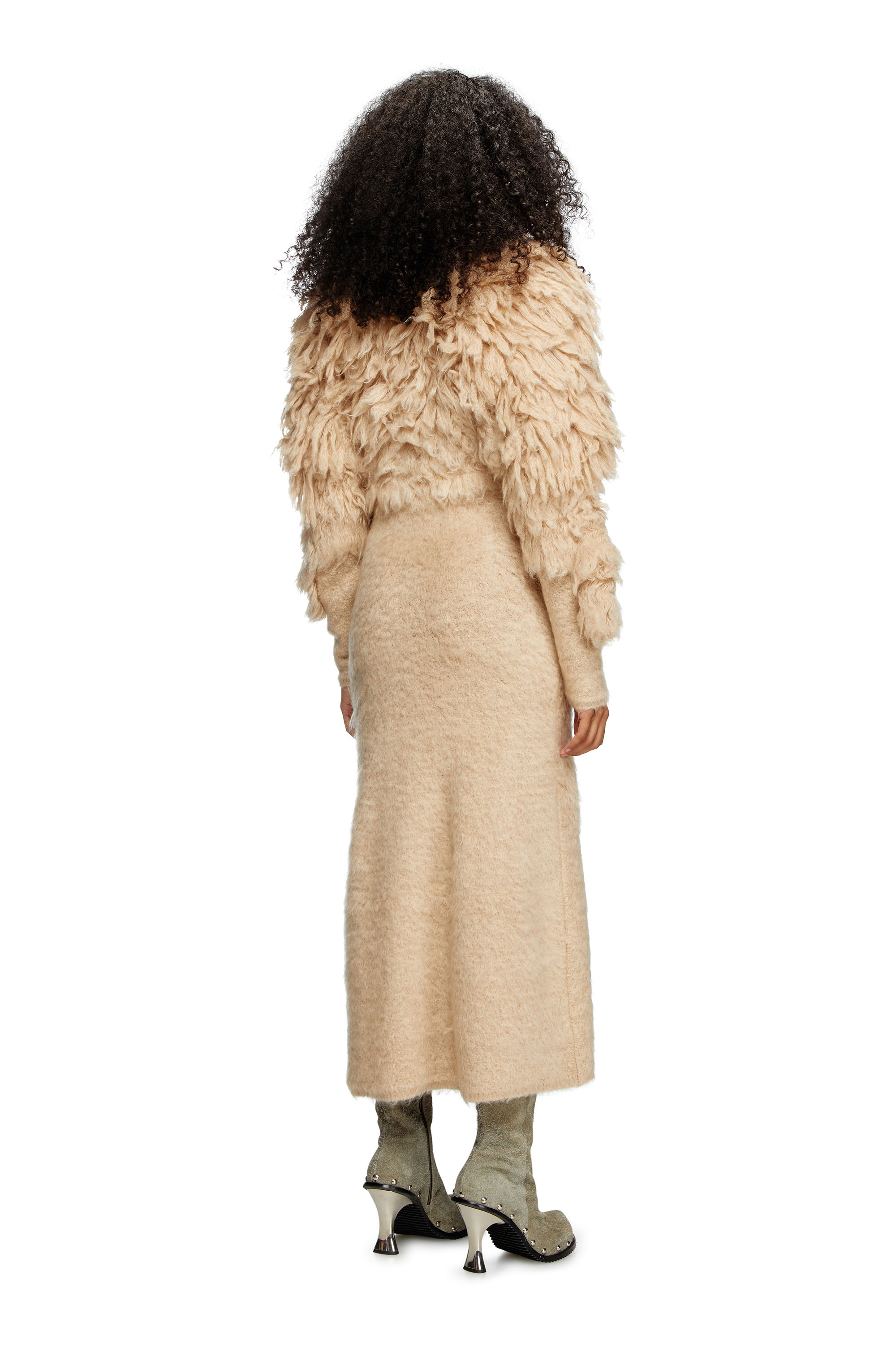 Diesel - M-PACE, Woman's Turtleneck dress in shaggy mohair in Light Brown - 3