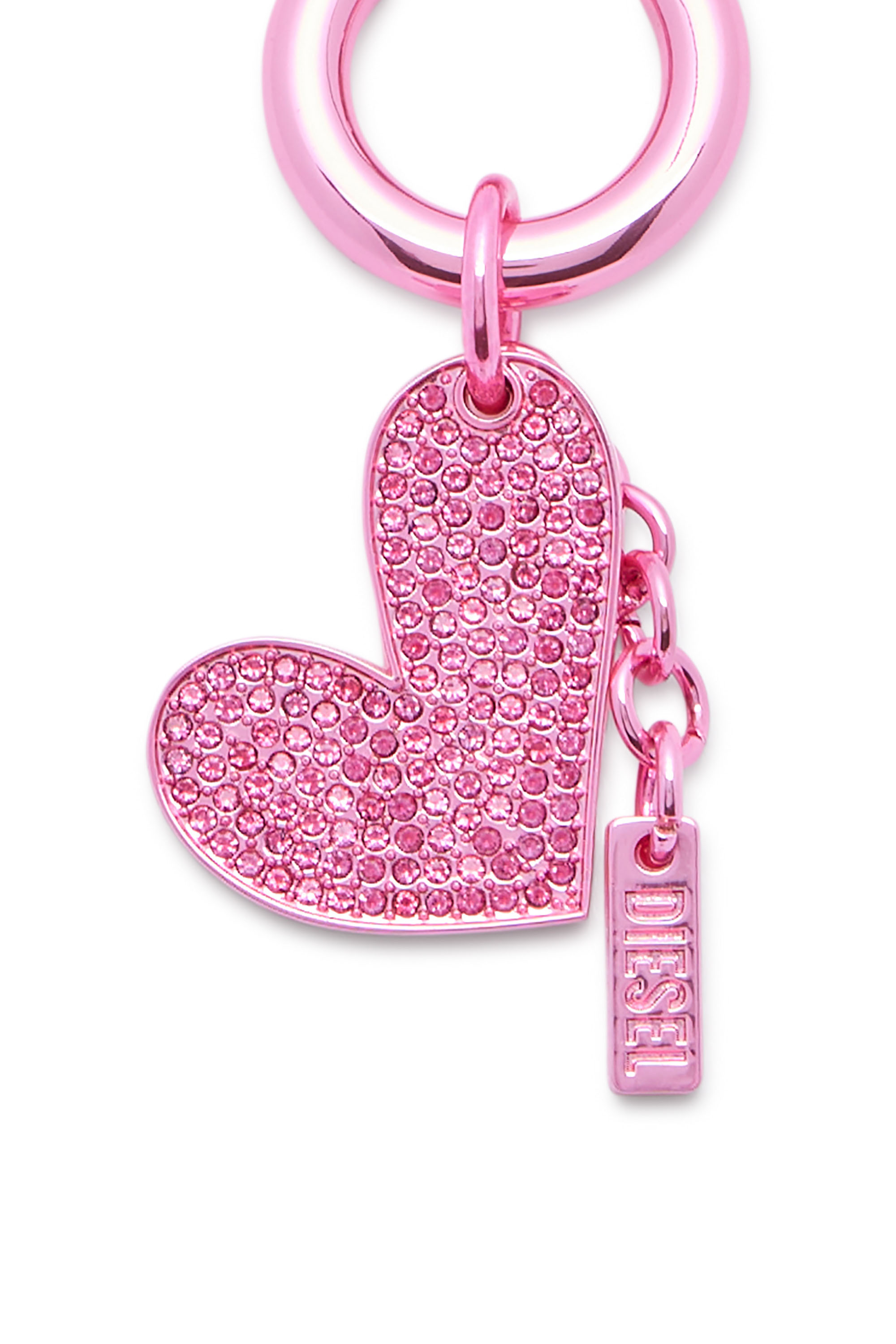 Diesel - CHARM-HEART, Woman's Metal heart charm with rhinestones in Pink - 3