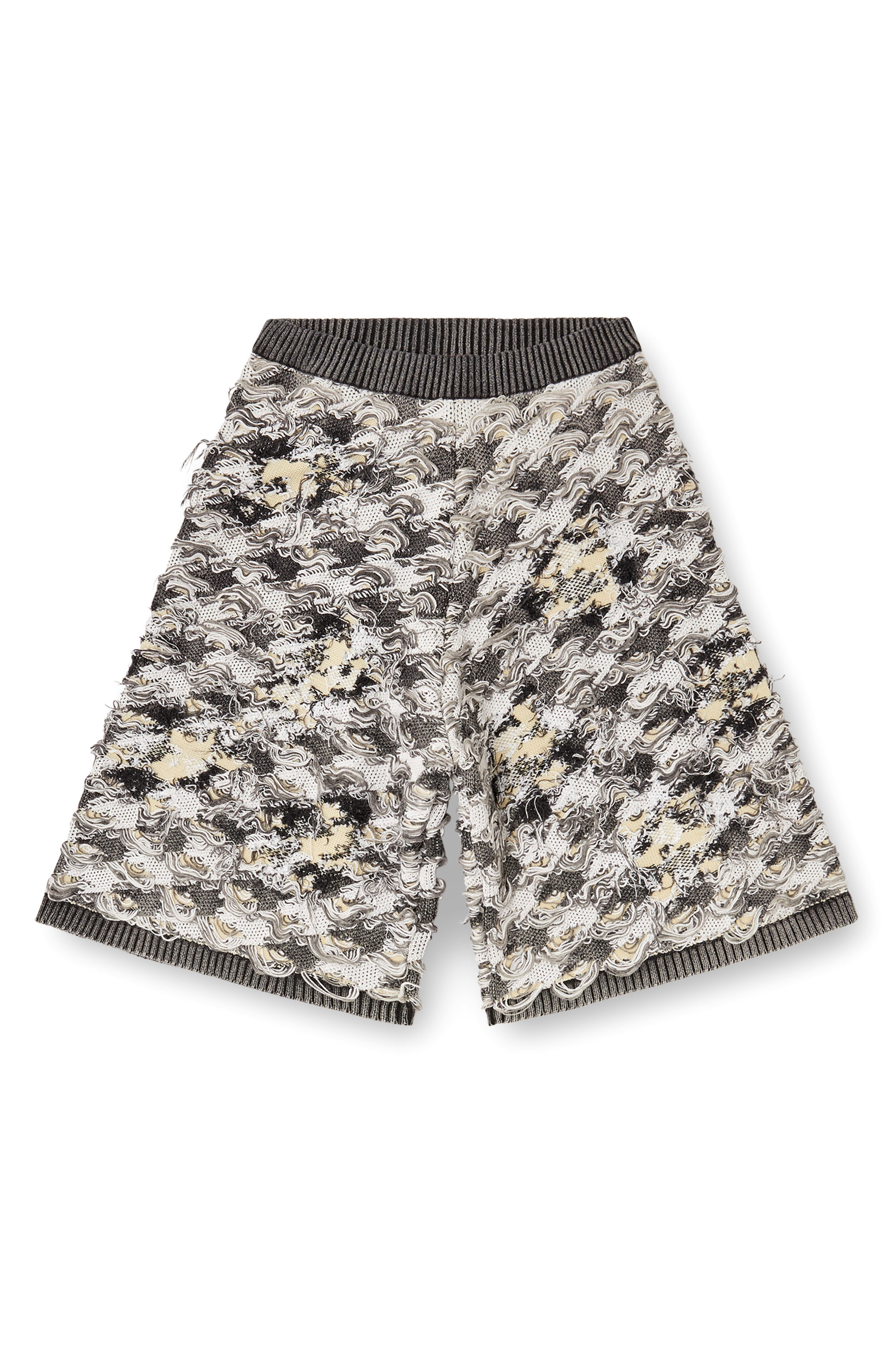 Diesel - M-VANJA, Woman's Destroyed houndstooth-jacquard shorts in Black/White - 3