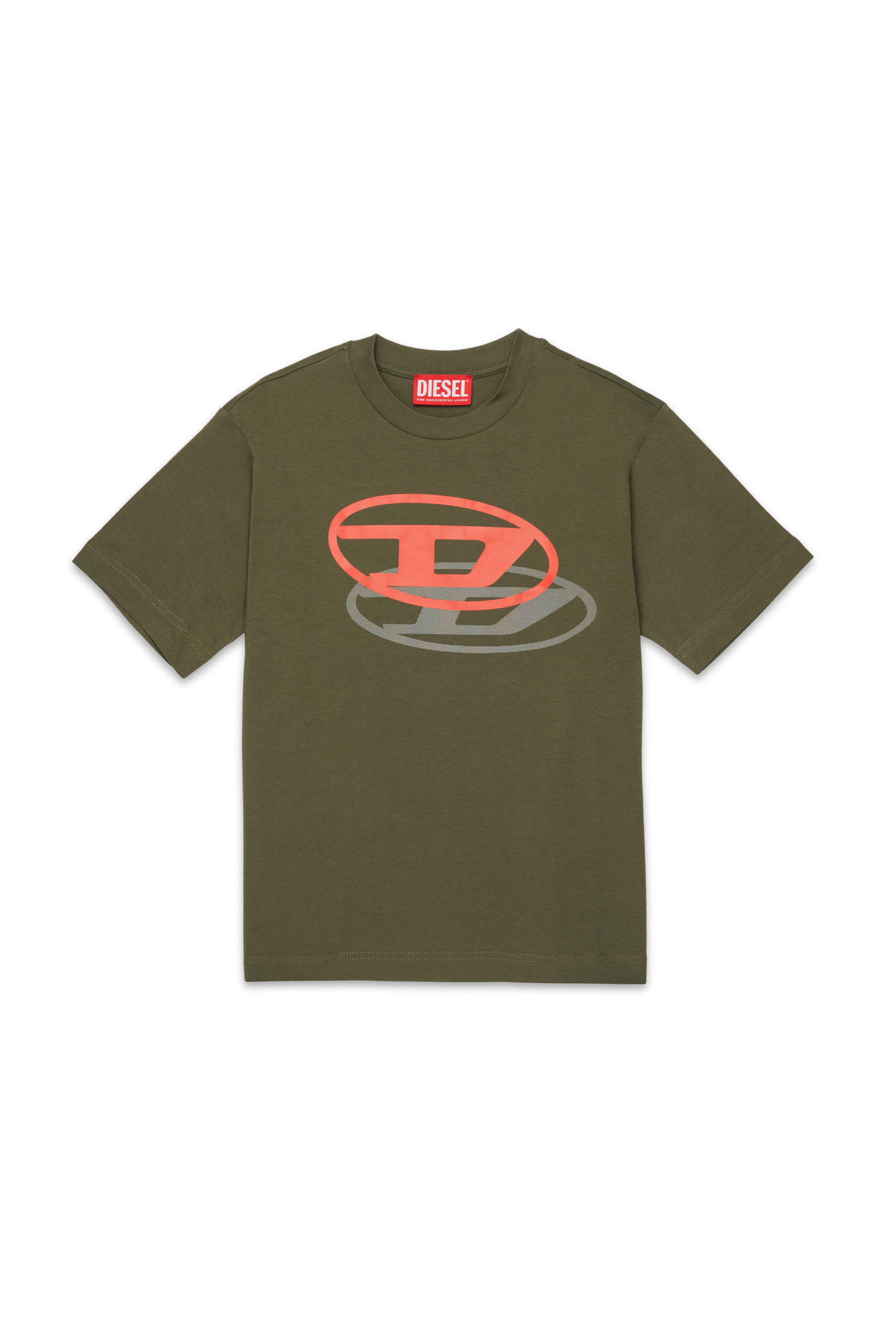 Diesel - TVALE OVER, Man's Cotton T-shirt with shadow Oval D in Military Green - 1