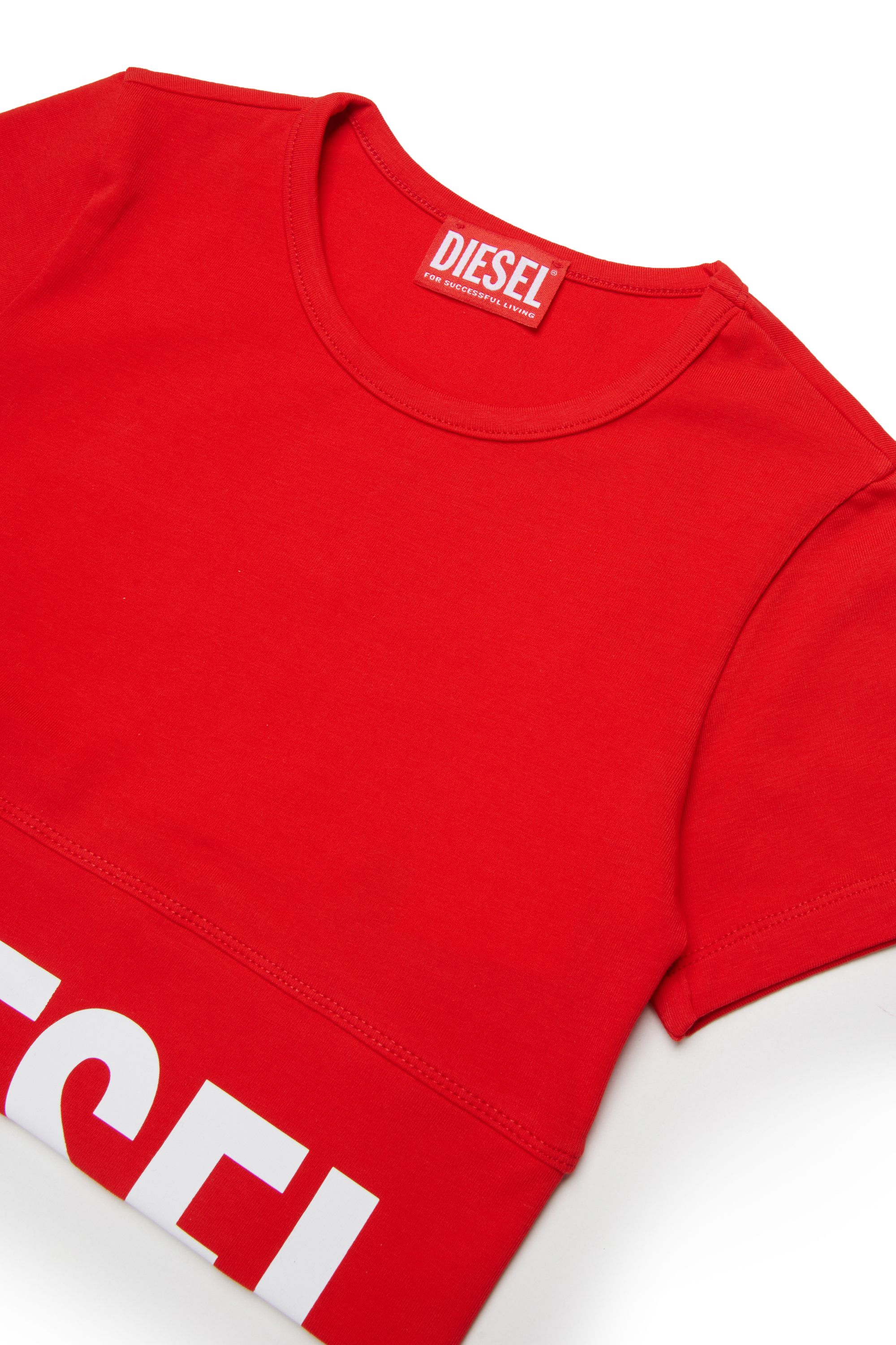 Diesel - TCEFY, Woman's Crop top with cut-off logo in Red - 3