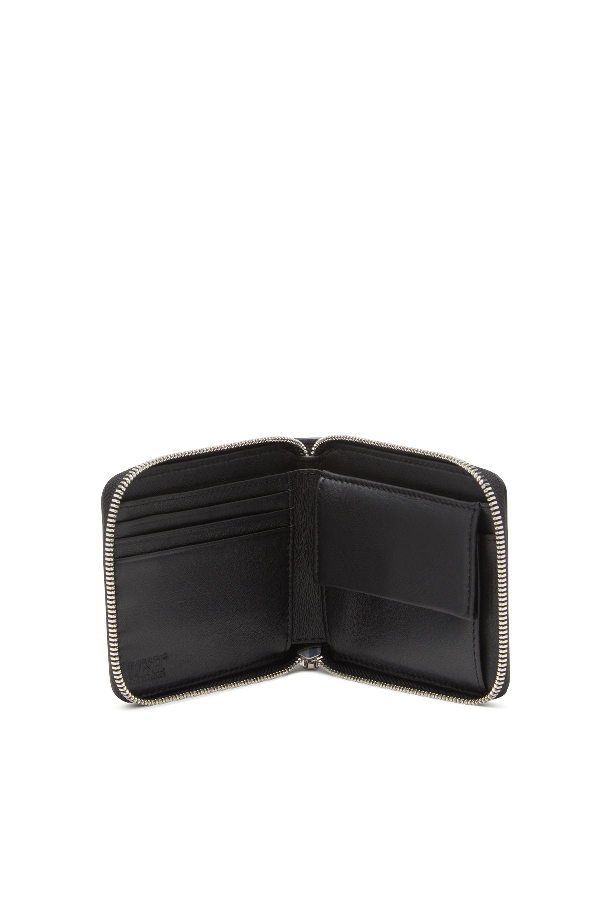 Diesel - DSL 3D- BI FOLD COIN ZIP XS, Man Leather zip wallet with embossed logo in Black - Image 3