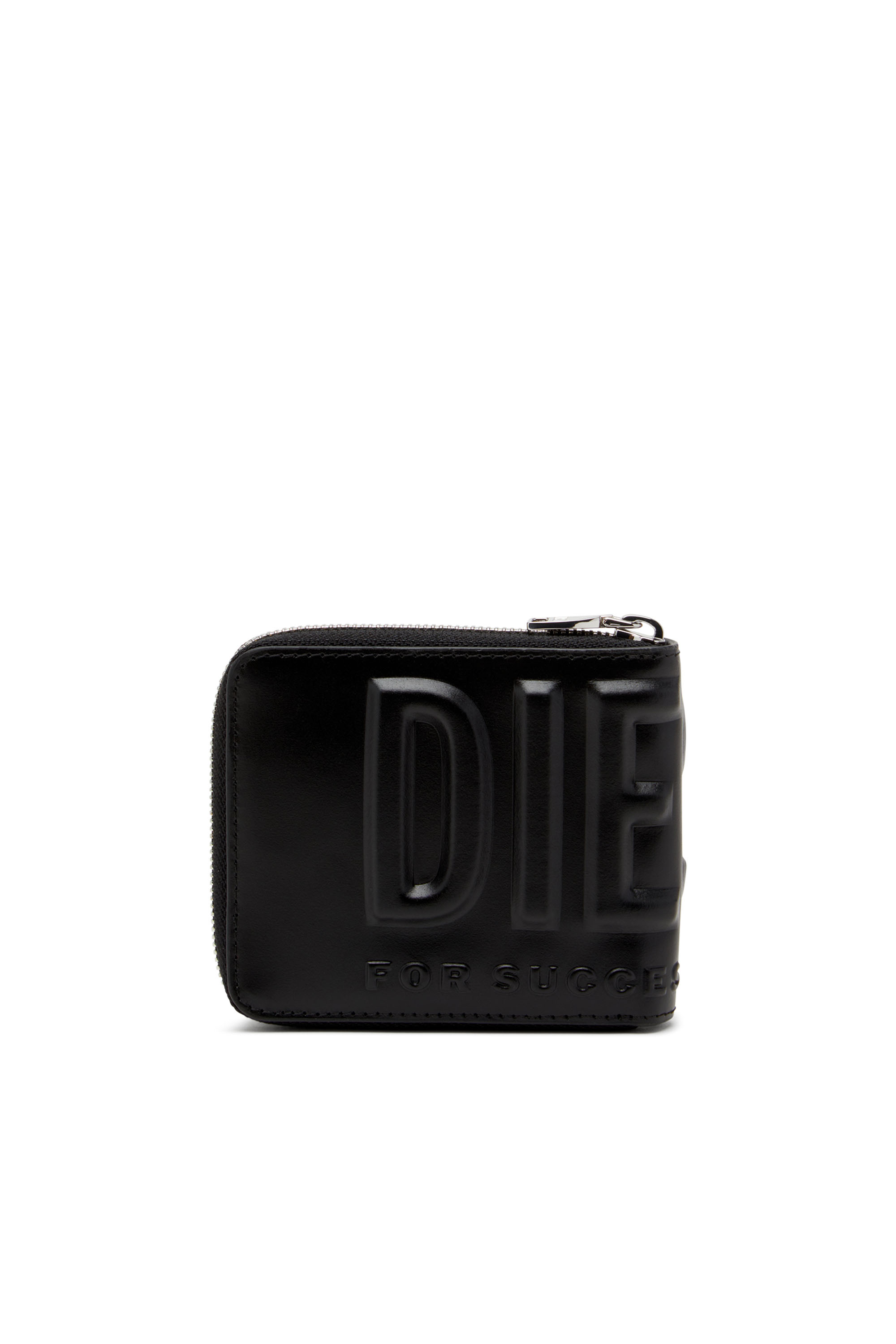 Diesel - DSL 3D- BI FOLD COIN ZIP XS, Man Leather zip wallet with embossed logo in Black - Image 2