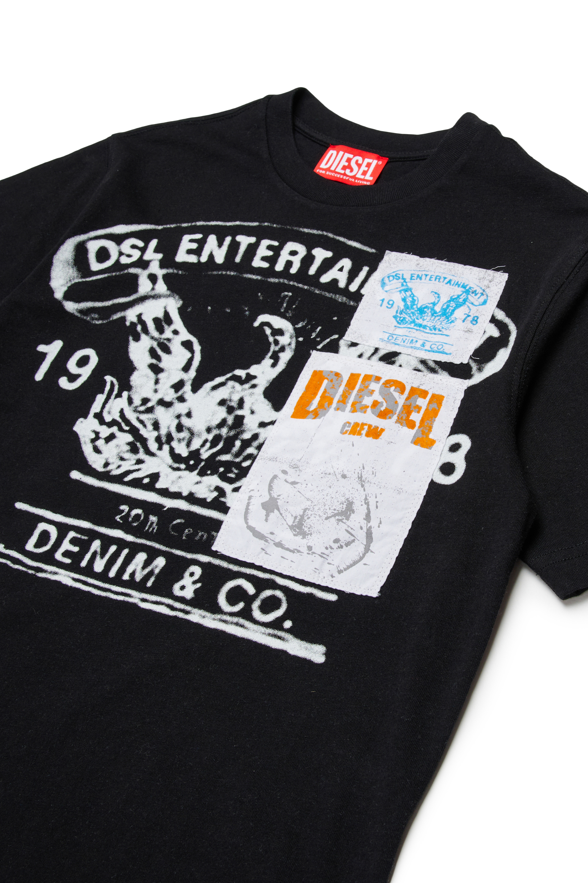 Diesel - TDERSIM OVER, Man's T-shirt with vintage-style print in Black - 3