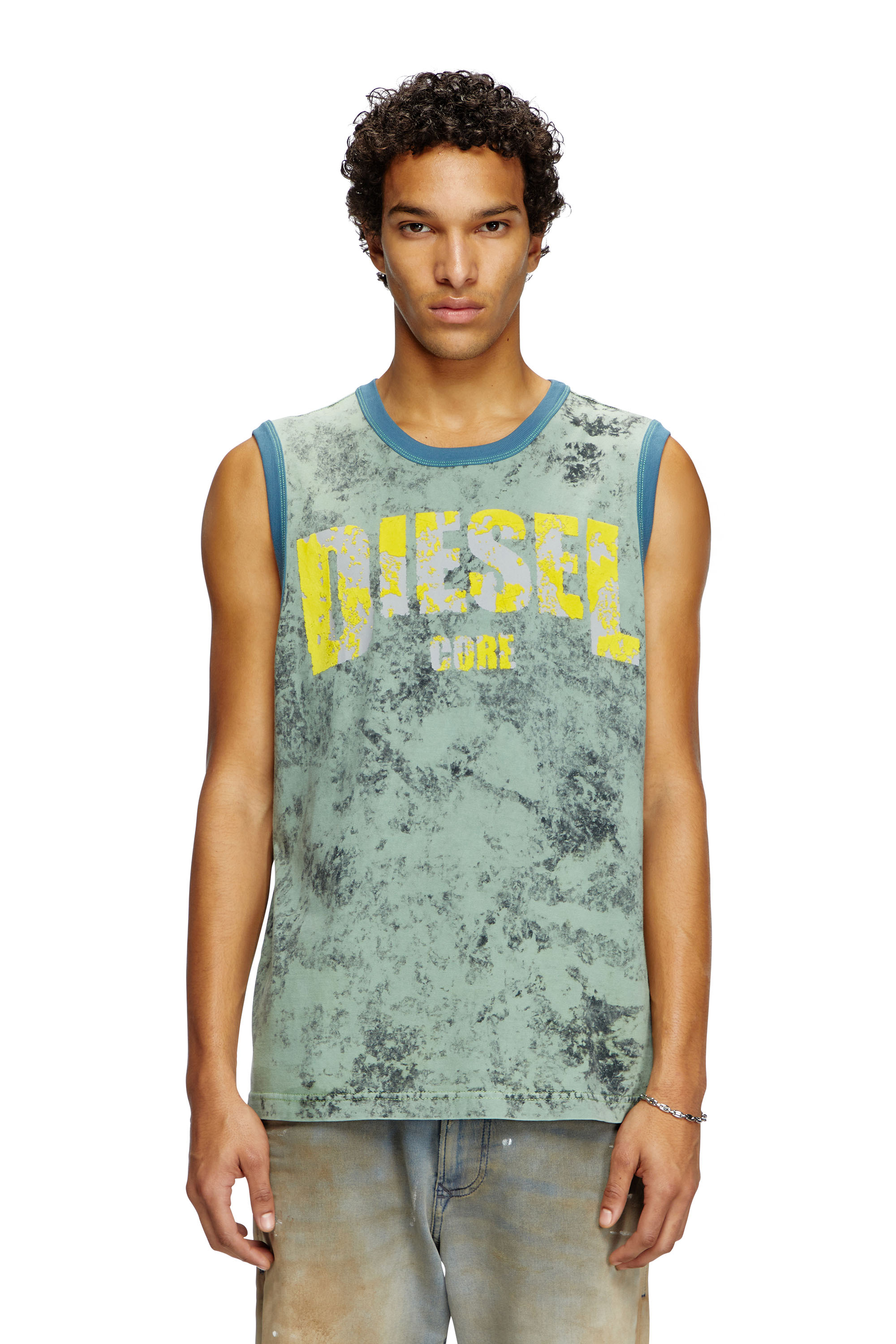 Diesel - T-BISCO-R1, Man's Treated tank top with Diesel Core logo in Green - 3