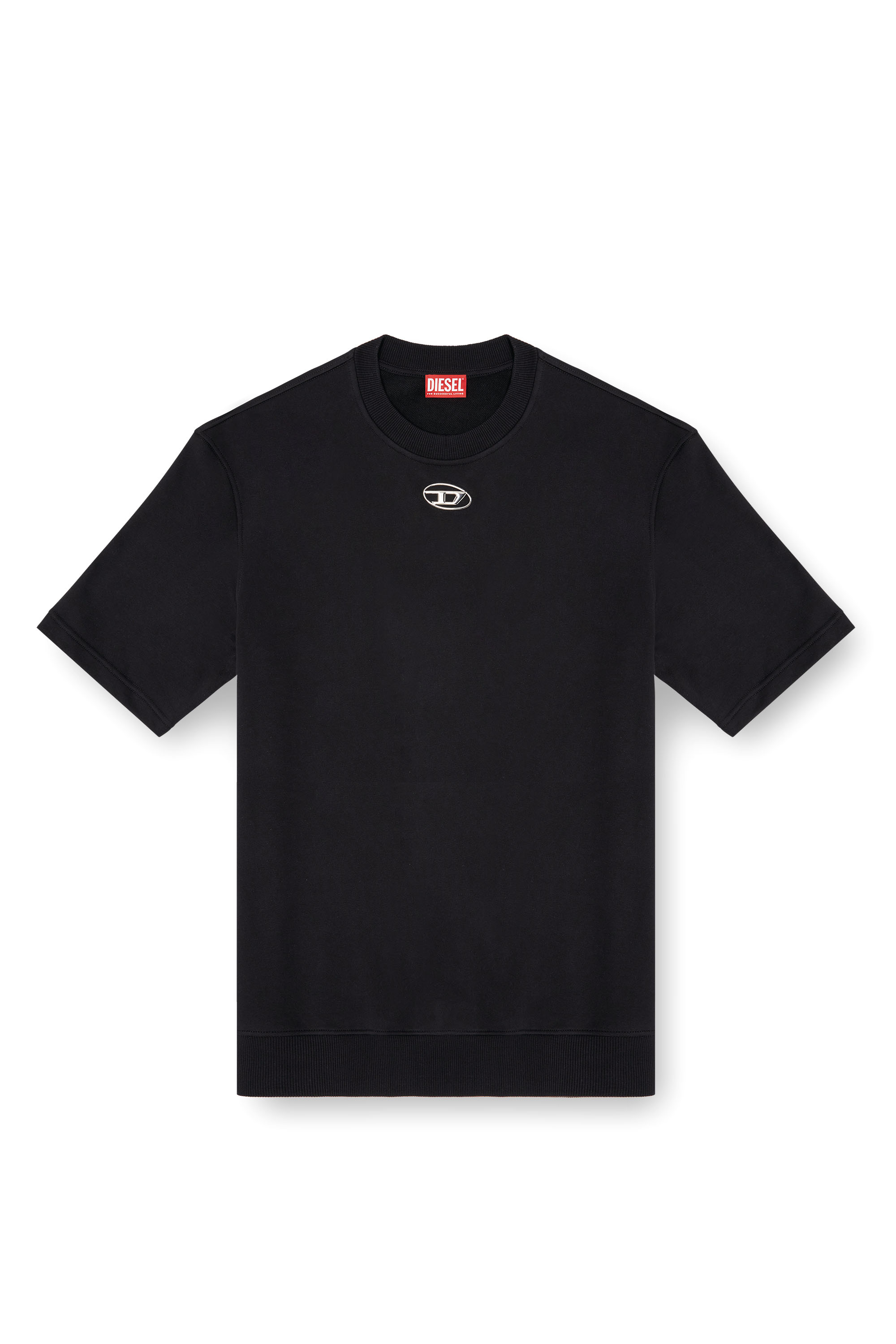 Diesel - S-COOLING-L1, Man's Half-sleeve sweatshirt with metallic logo in Black - 2