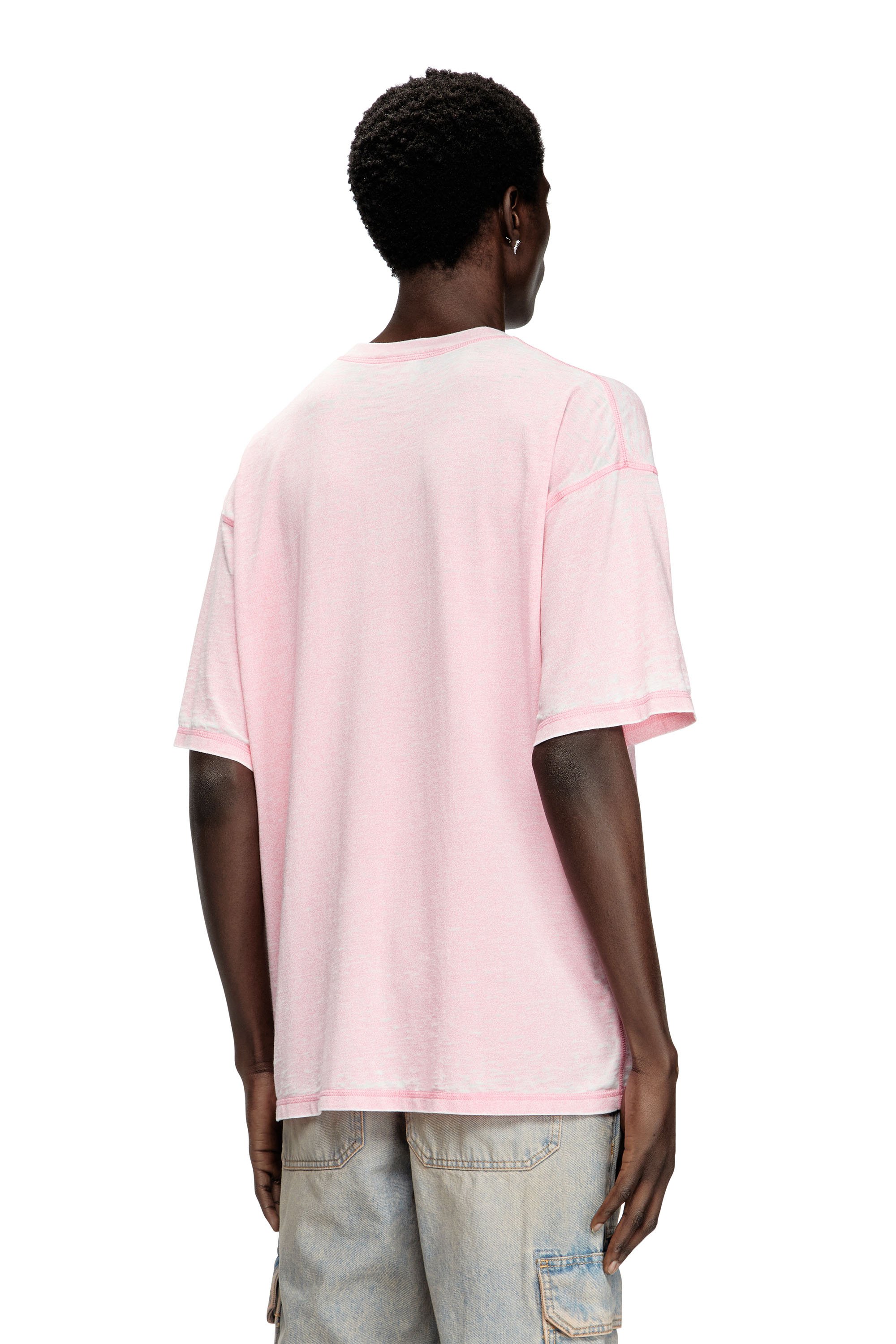 Diesel - T-BOXT-PAK, Man's Burnout T-shirt with metal-look logo in Pink - 4