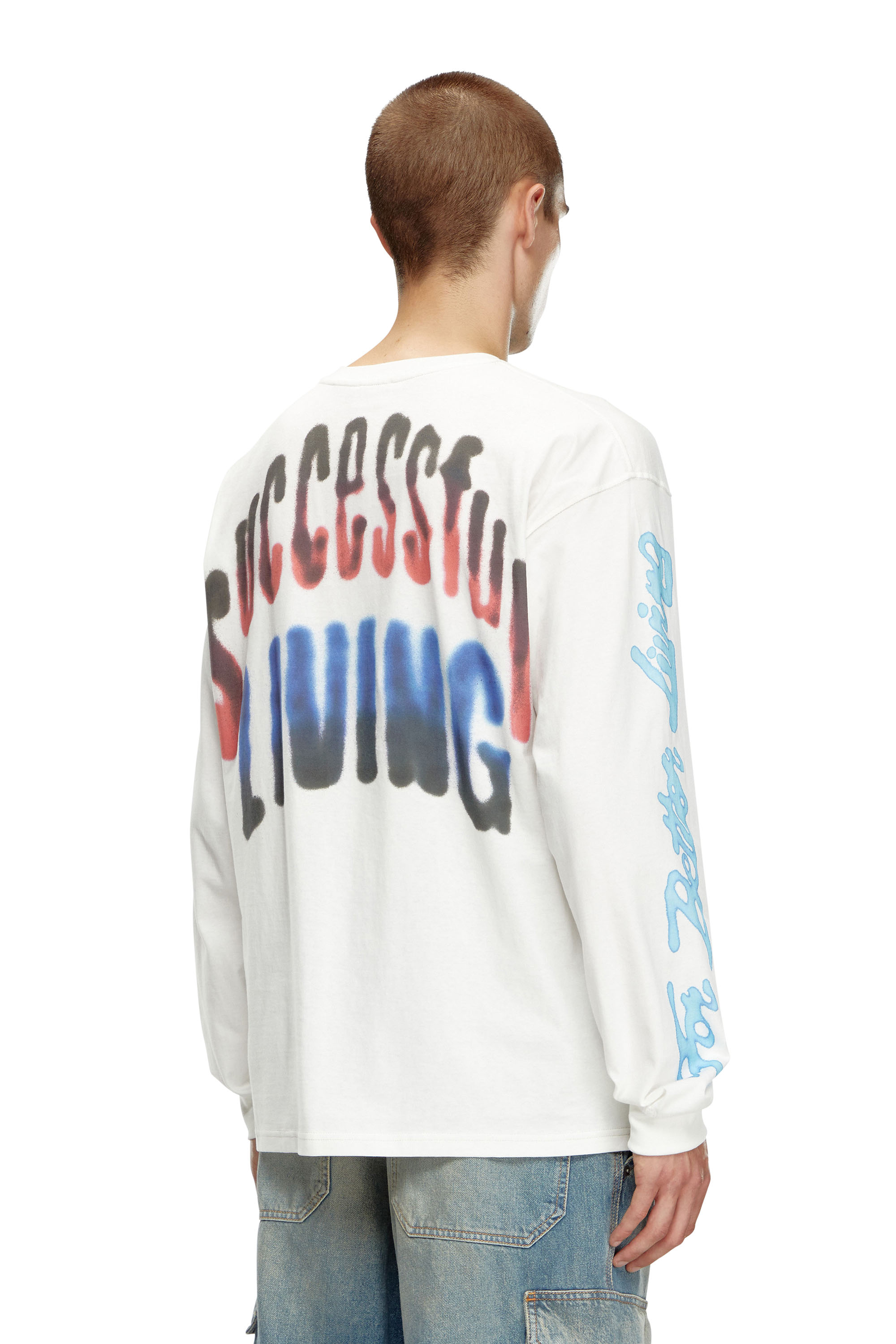 Diesel - T-BOXT-LS-Q15, Man's Long-sleeve T-shirt with logo prints in White - 4