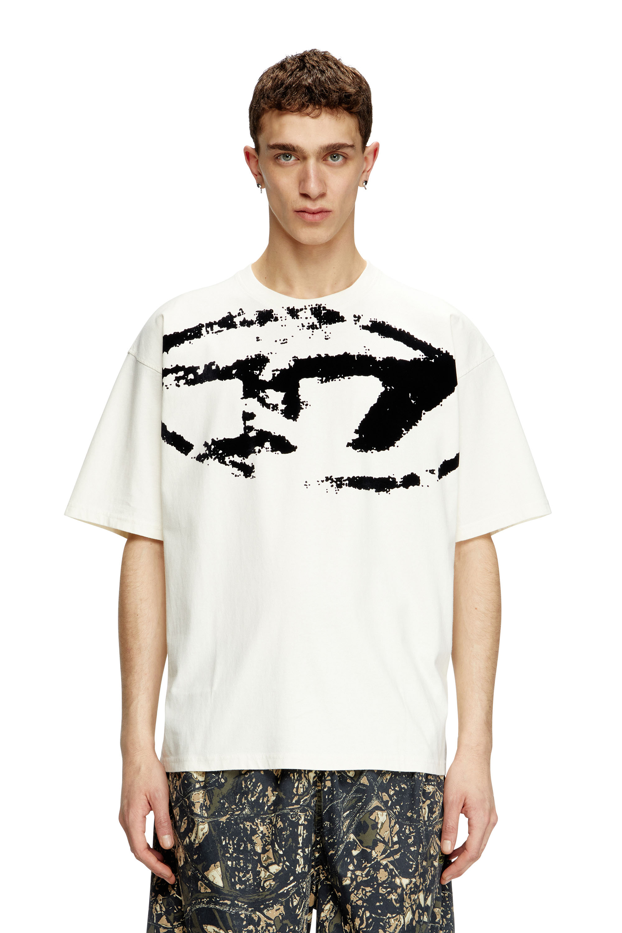 Diesel - T-BOXT-N14, Man's T-shirt with distressed flocked logo in null - 1