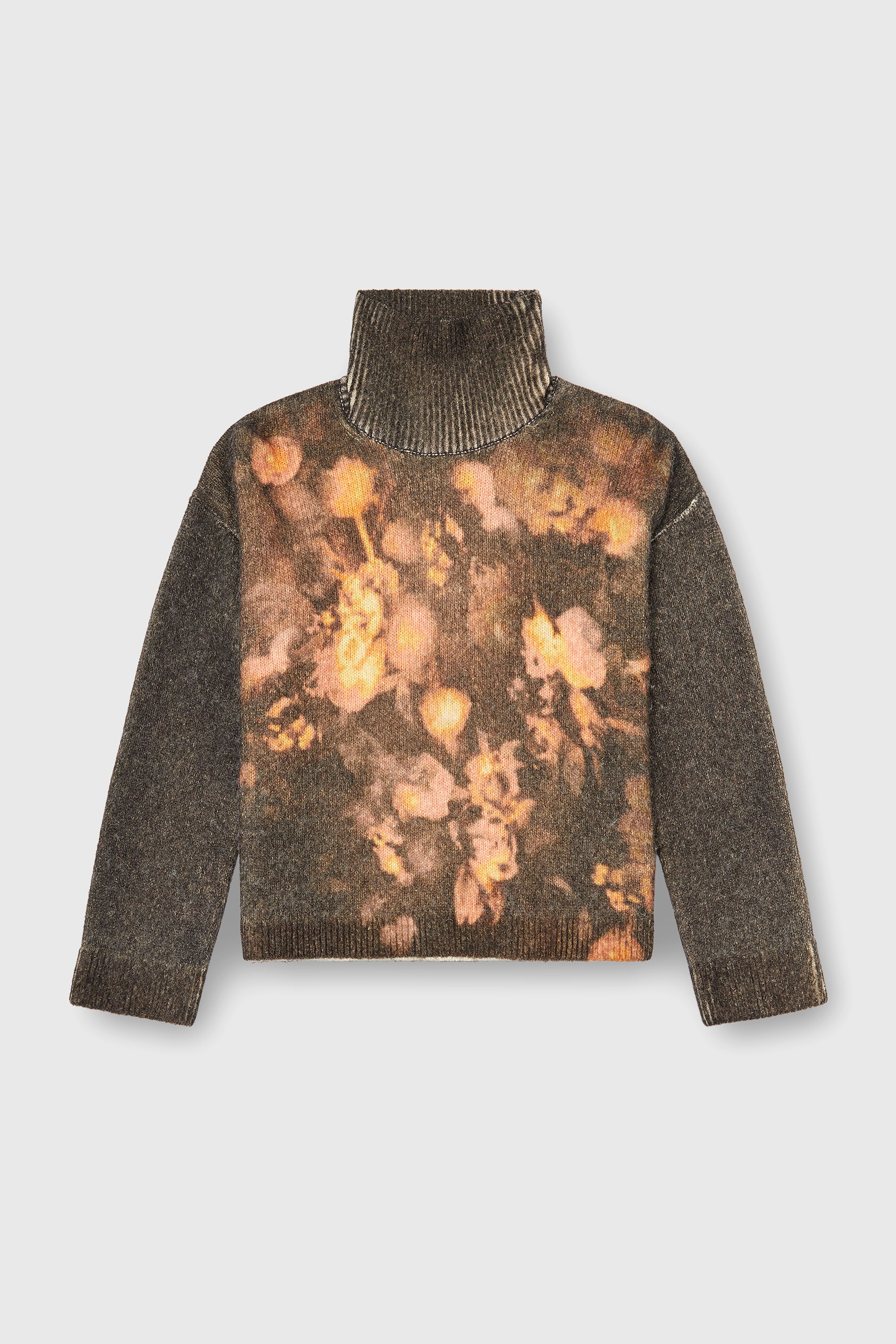 Diesel - M-CIURA, Woman's Wool and alpaca-blend floral turtleneck in Brown - 2
