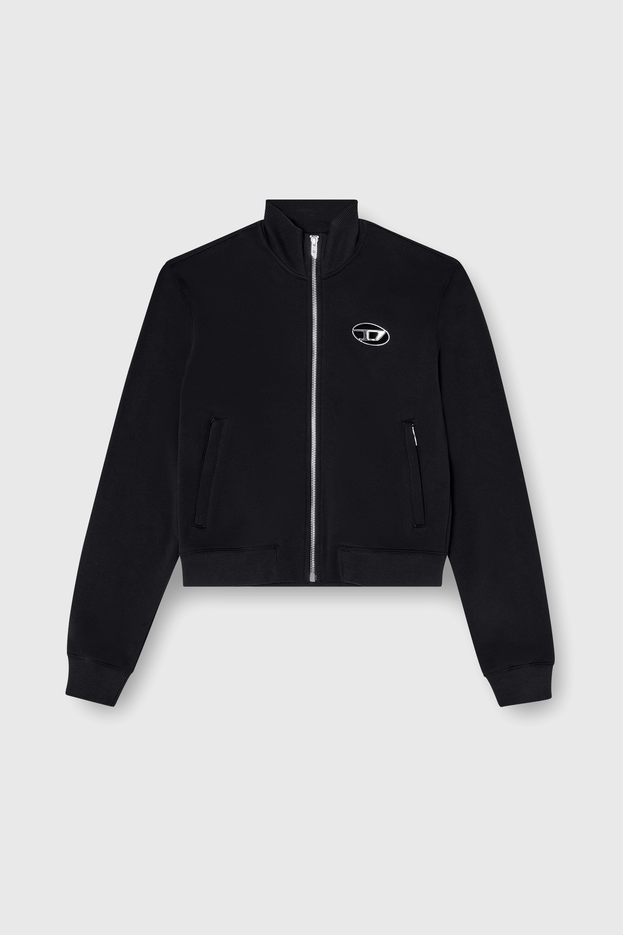 Diesel - F-FLACIN, Woman's Zip-up sweatshirt with cut-out logo in Black - 2
