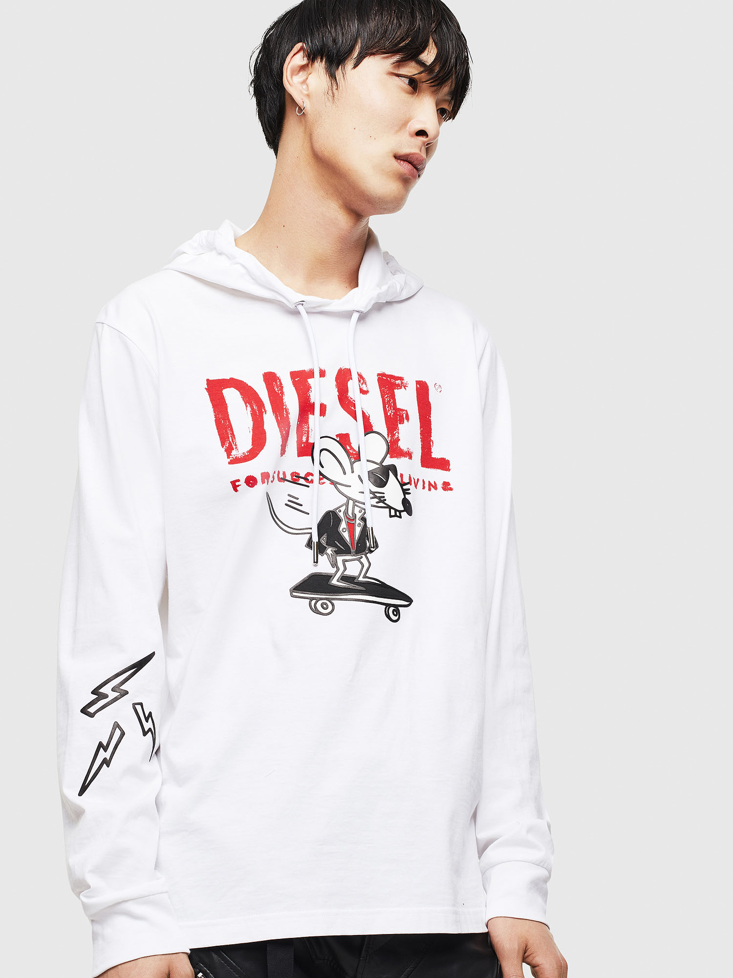 CL-T-JUST-LS-HOOD, White Diesel - CL-T-JUST-LS-HOOD, White - T-Shirts - Image 1