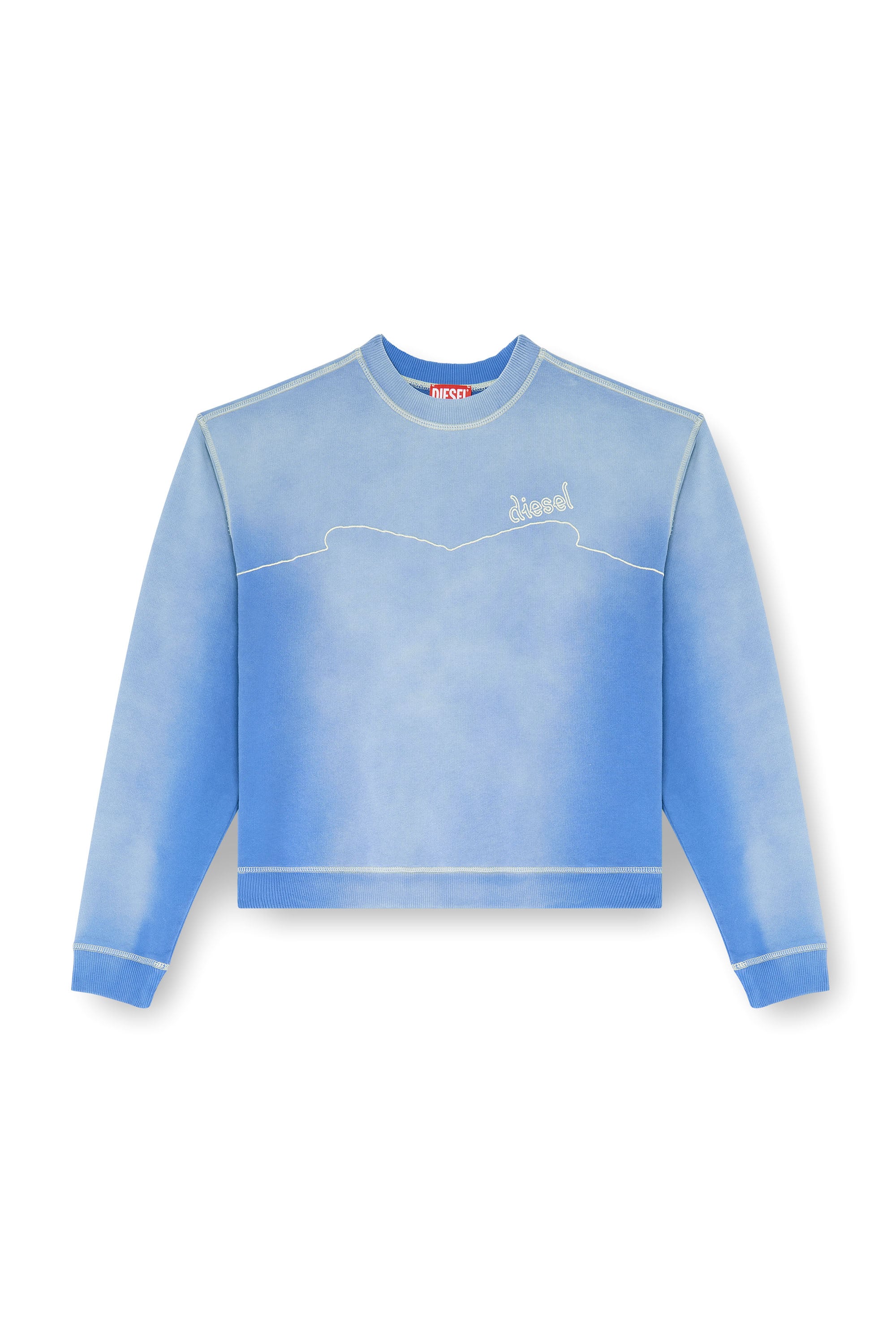 Diesel - F-CREW, Woman's Cotton sweatshirt with logo embroidery in Light Blue - 3