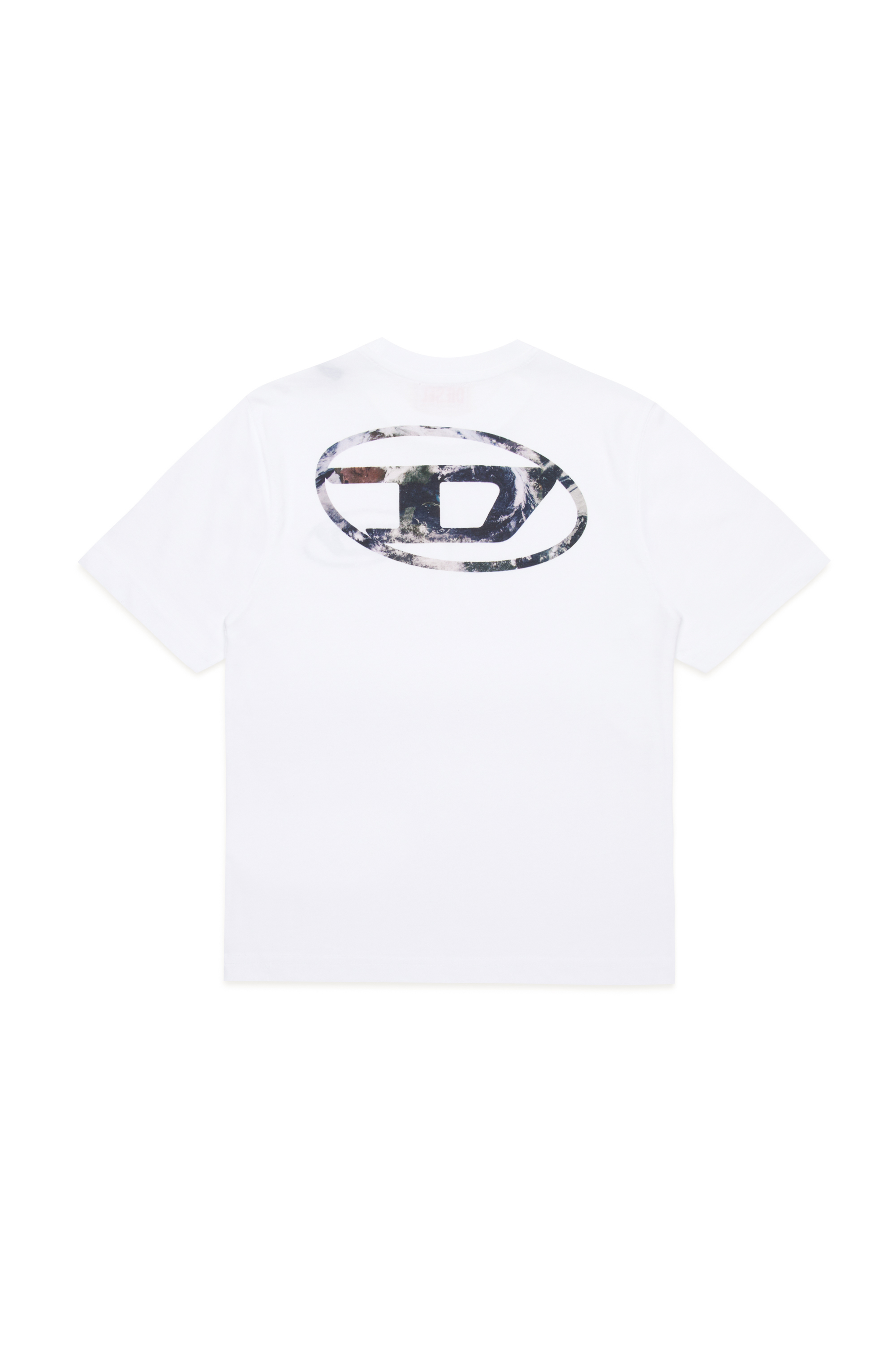 Diesel - TWASHL6 OVER, Man's T-shirt with marble effect oval logo in White - 2