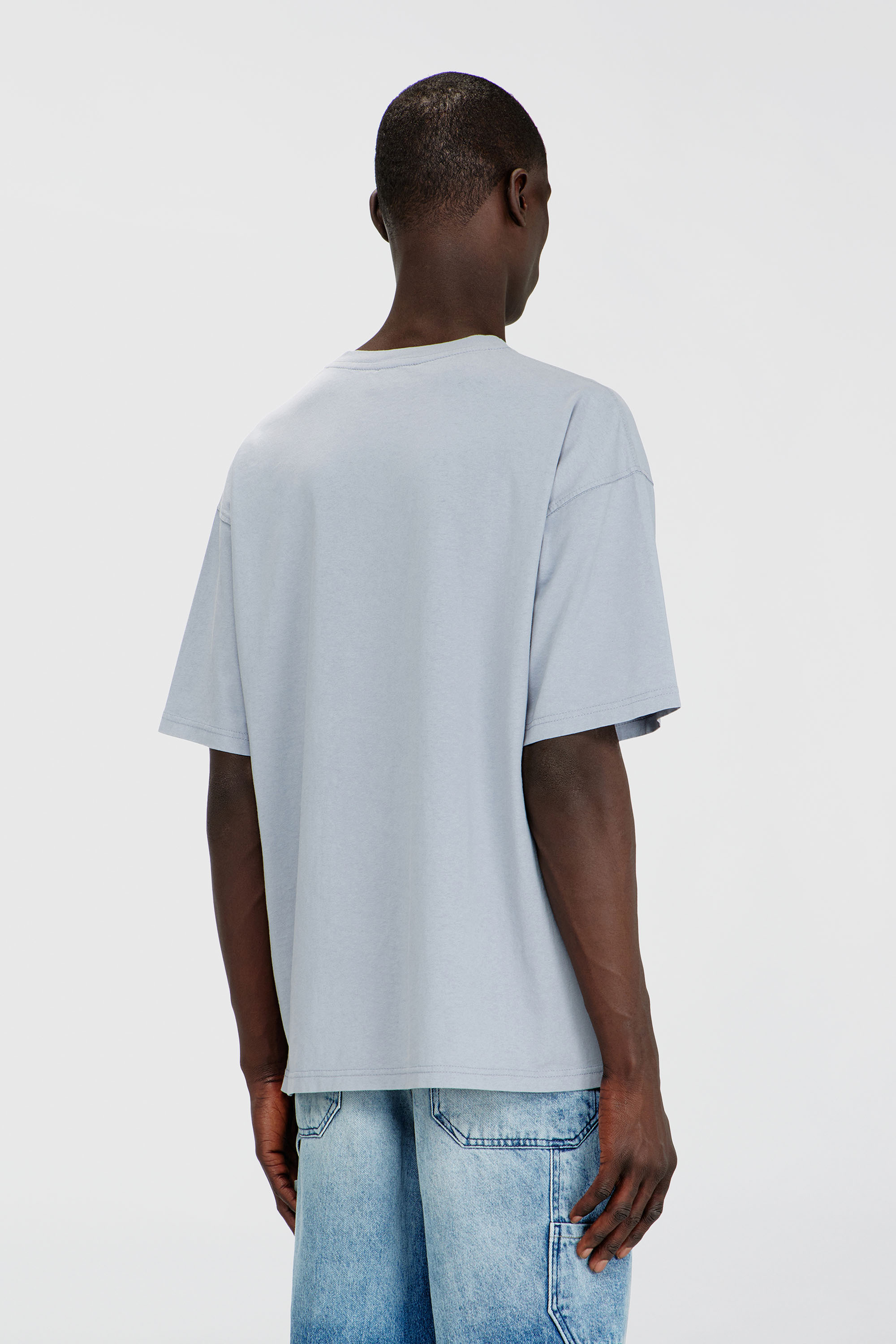 Men's T-shirt with distressed flocked logo | Blue | Diesel TR