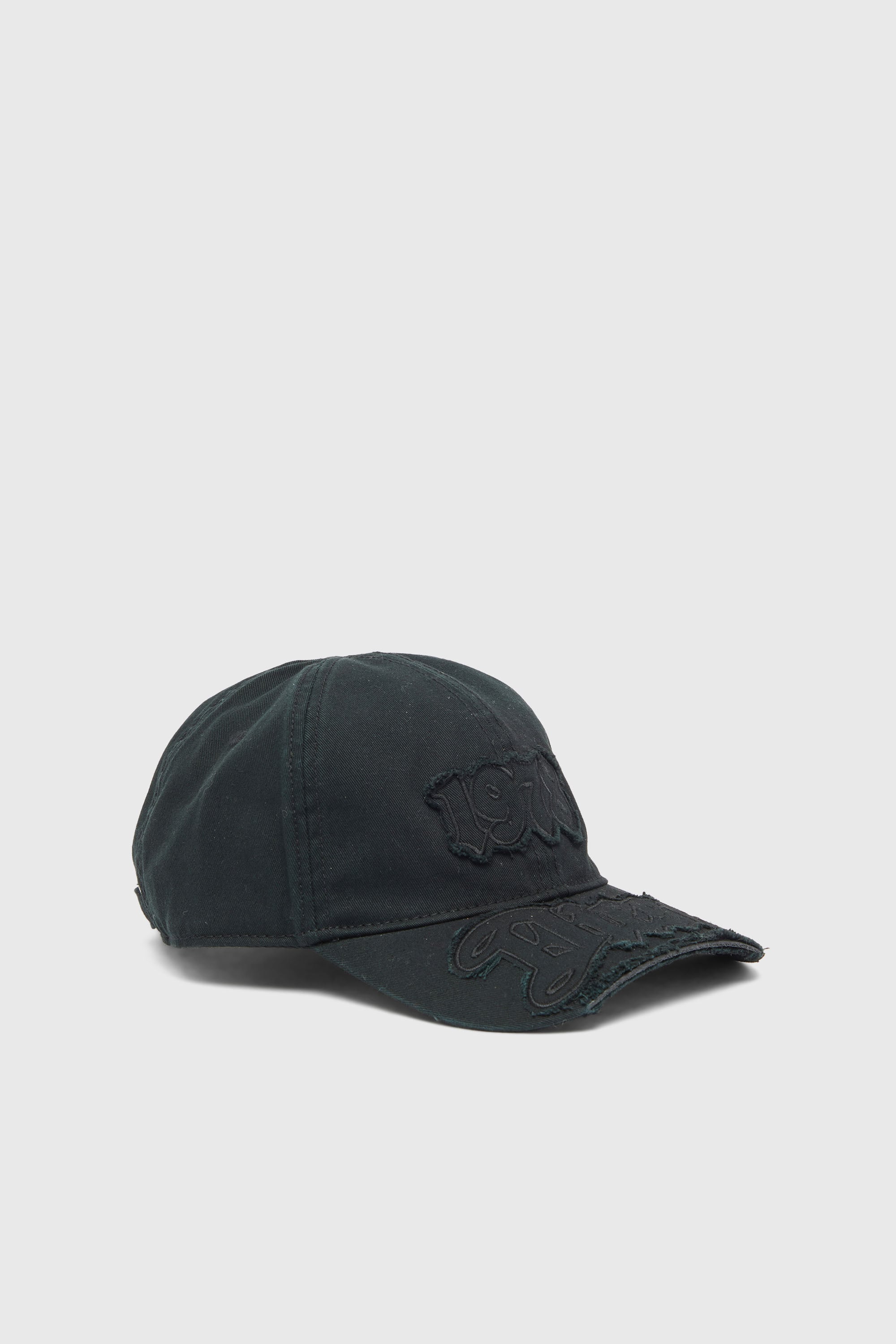Diesel - C-RENEL, Unisex's Baseball cap with frayed logo patches in Black - 1