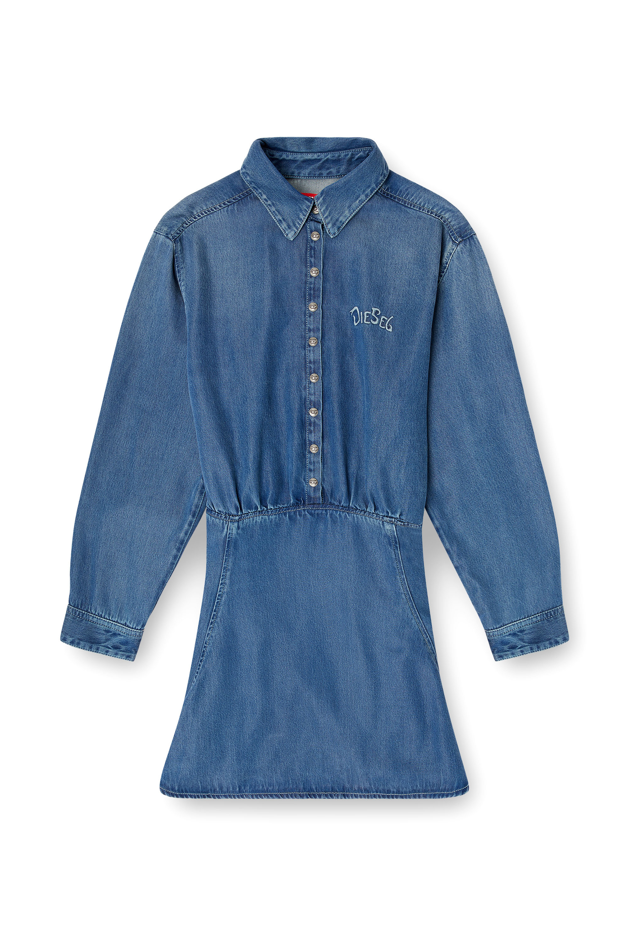 Diesel - DE-DREVIA-S, Woman's Denim dress with back embroidery in Medium blue - 1