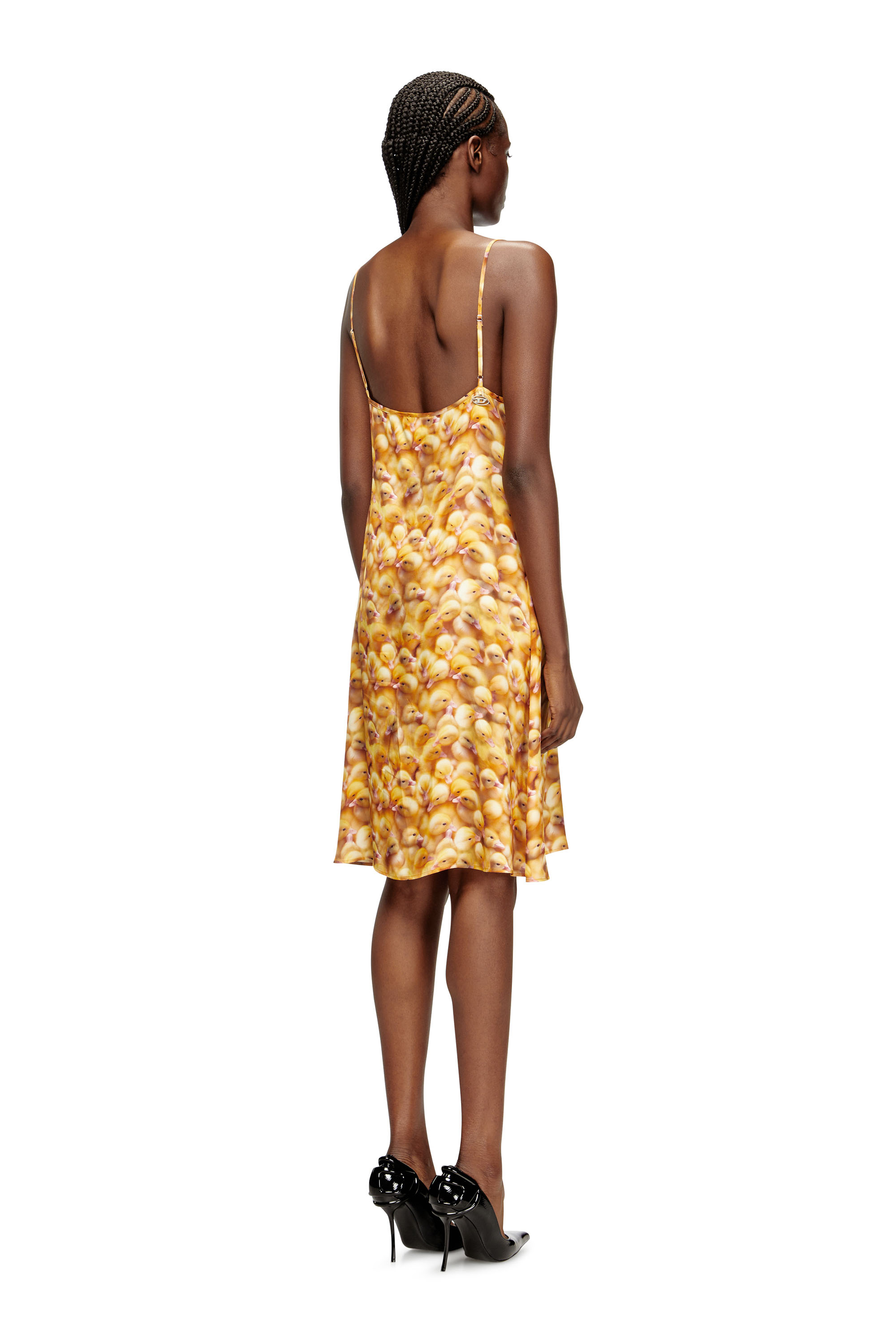 Diesel - D-ULCET, Woman's Mini dress in viscose with all-over print in Yellow - 4