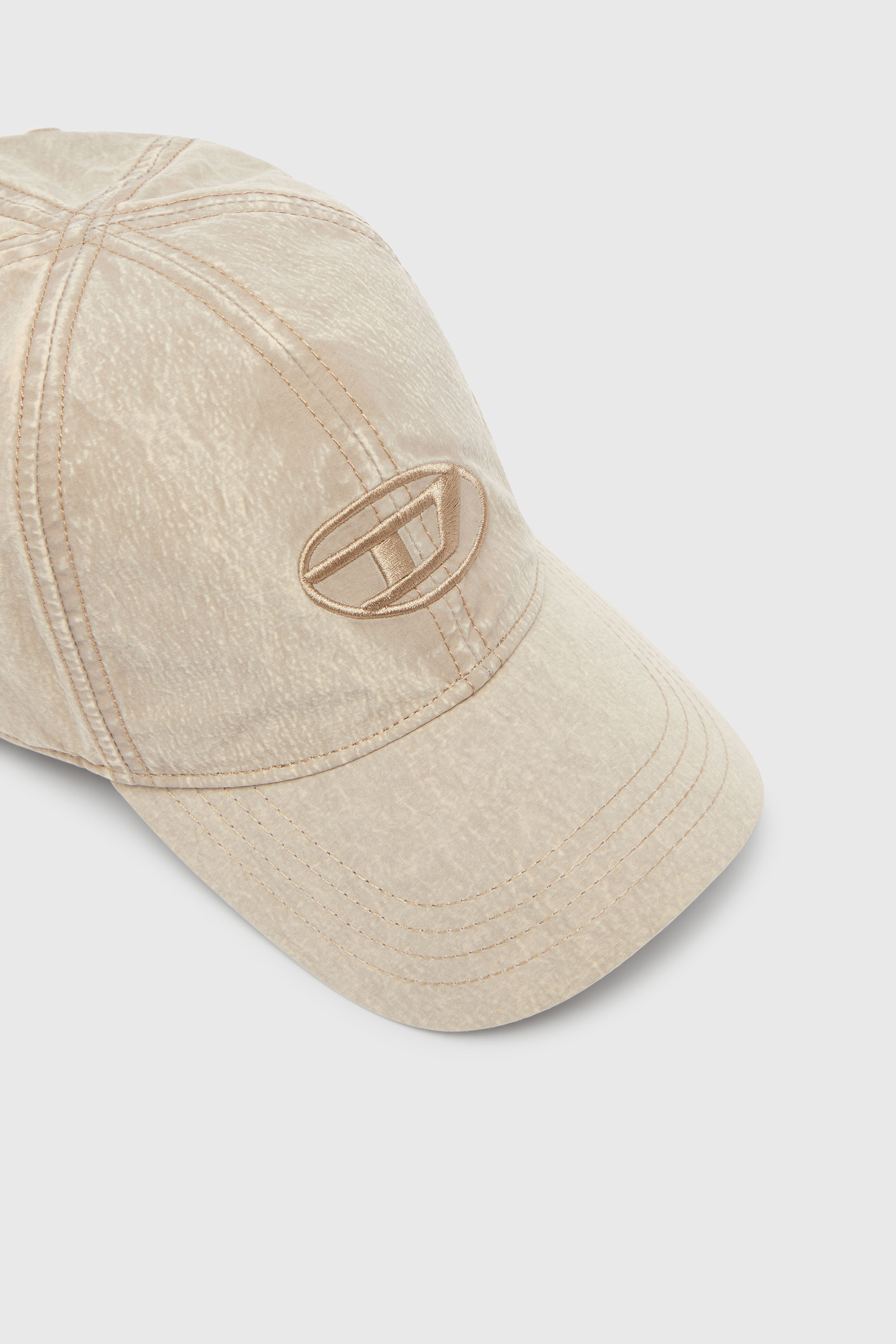 Diesel - C-NYLOFF, Man's Baseball cap with embroidered Oval D in Beige - 3