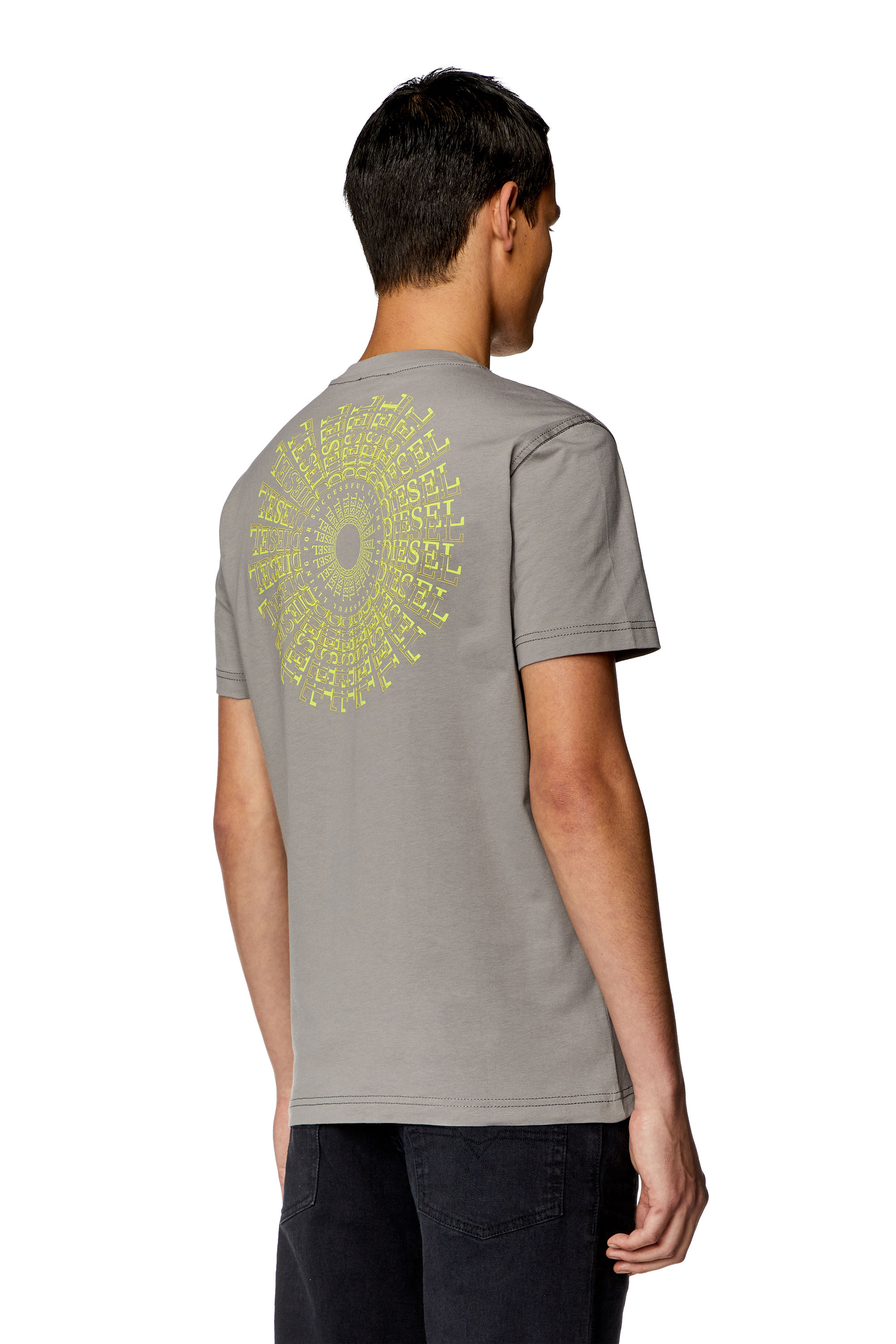 Diesel - T-DIEGOR-K71, Man's T-shirt with vortex Diesel print in Grey - 3