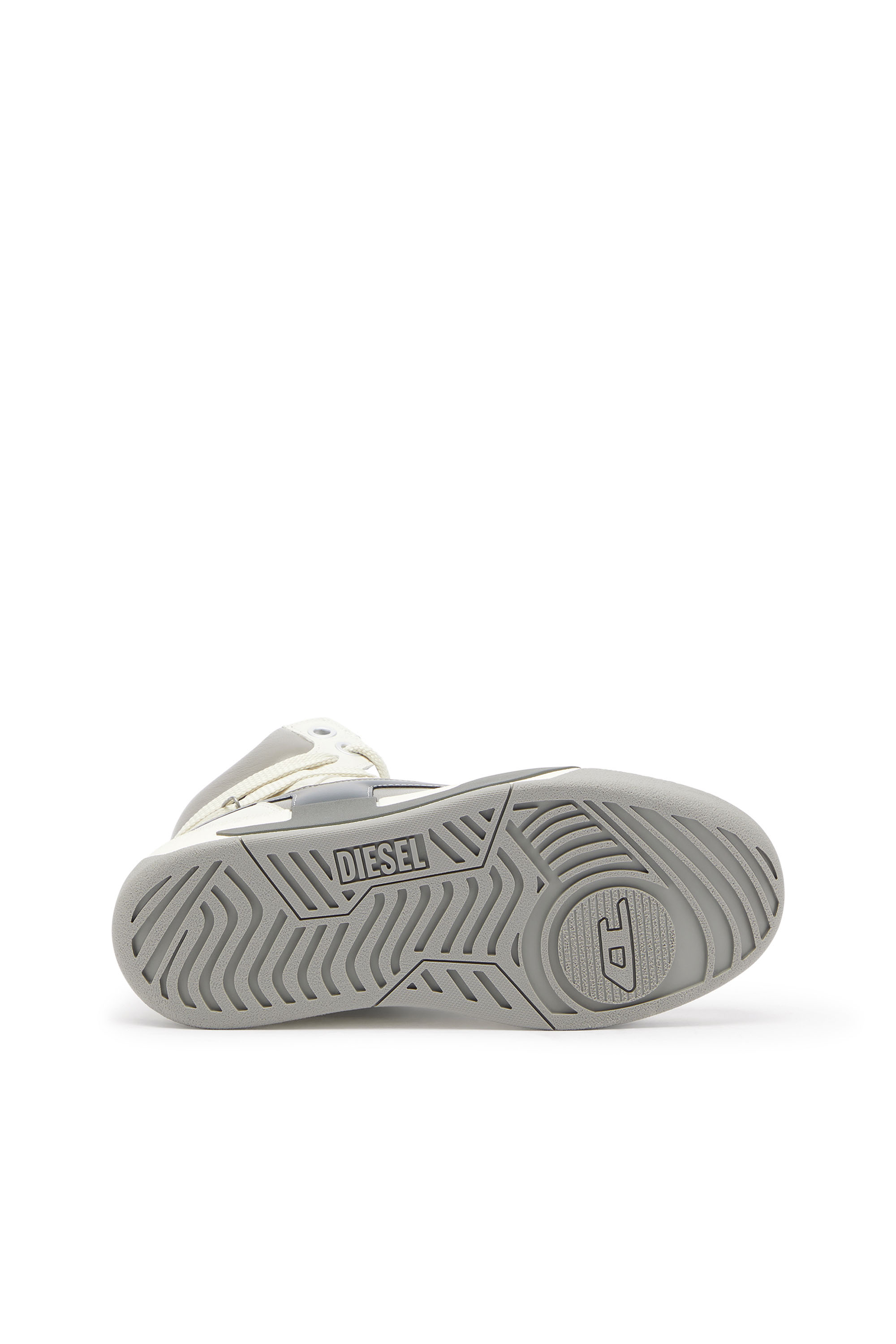 Diesel - S-D-OLLIE MID, Man's S-D-Ollie - High-top leather sneakers with D logo in White/Grey - 4