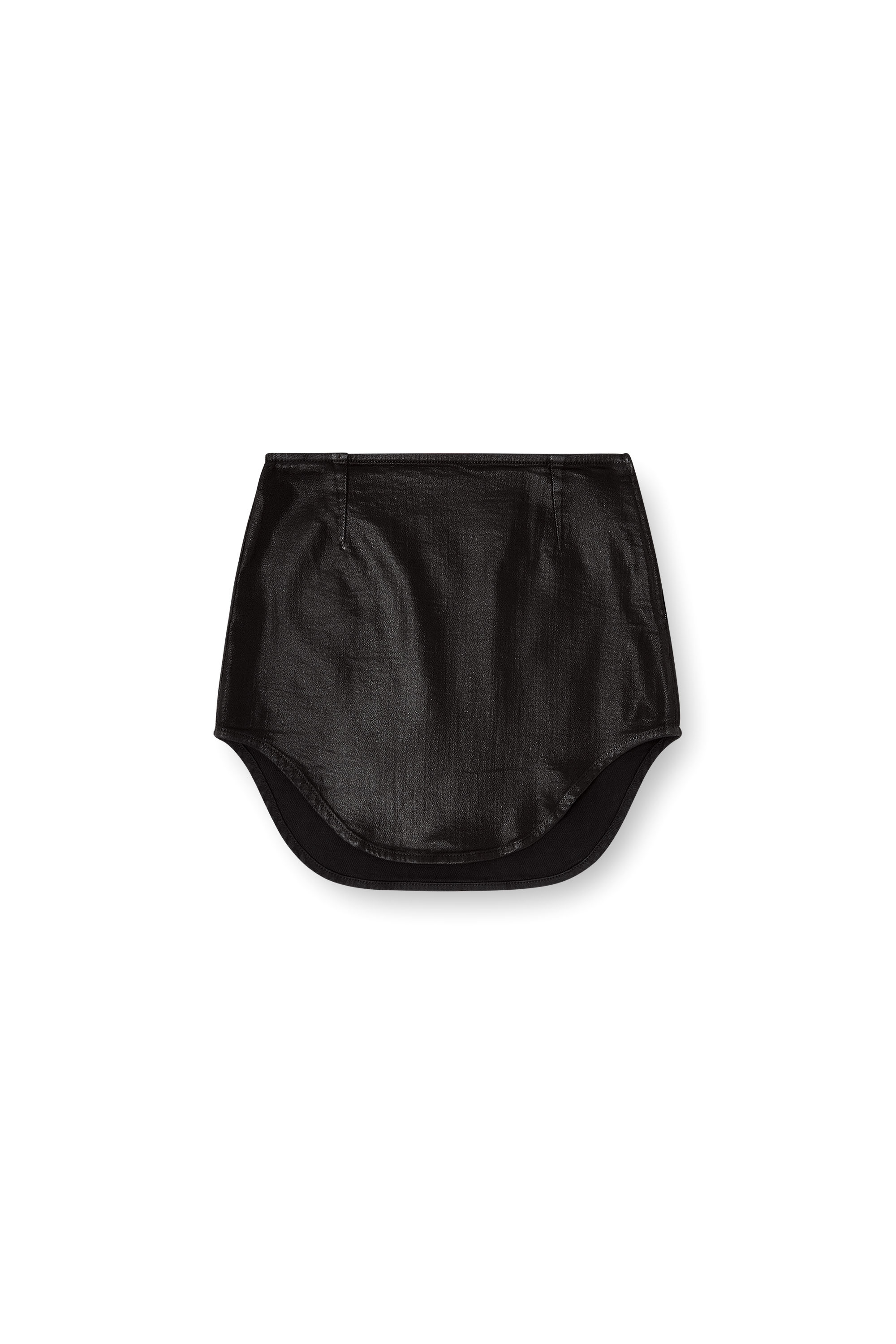 Diesel - DE-VANY JOGG, Woman's Mini skirt in shiny coated JoggJeans in Black/Dark grey - 2