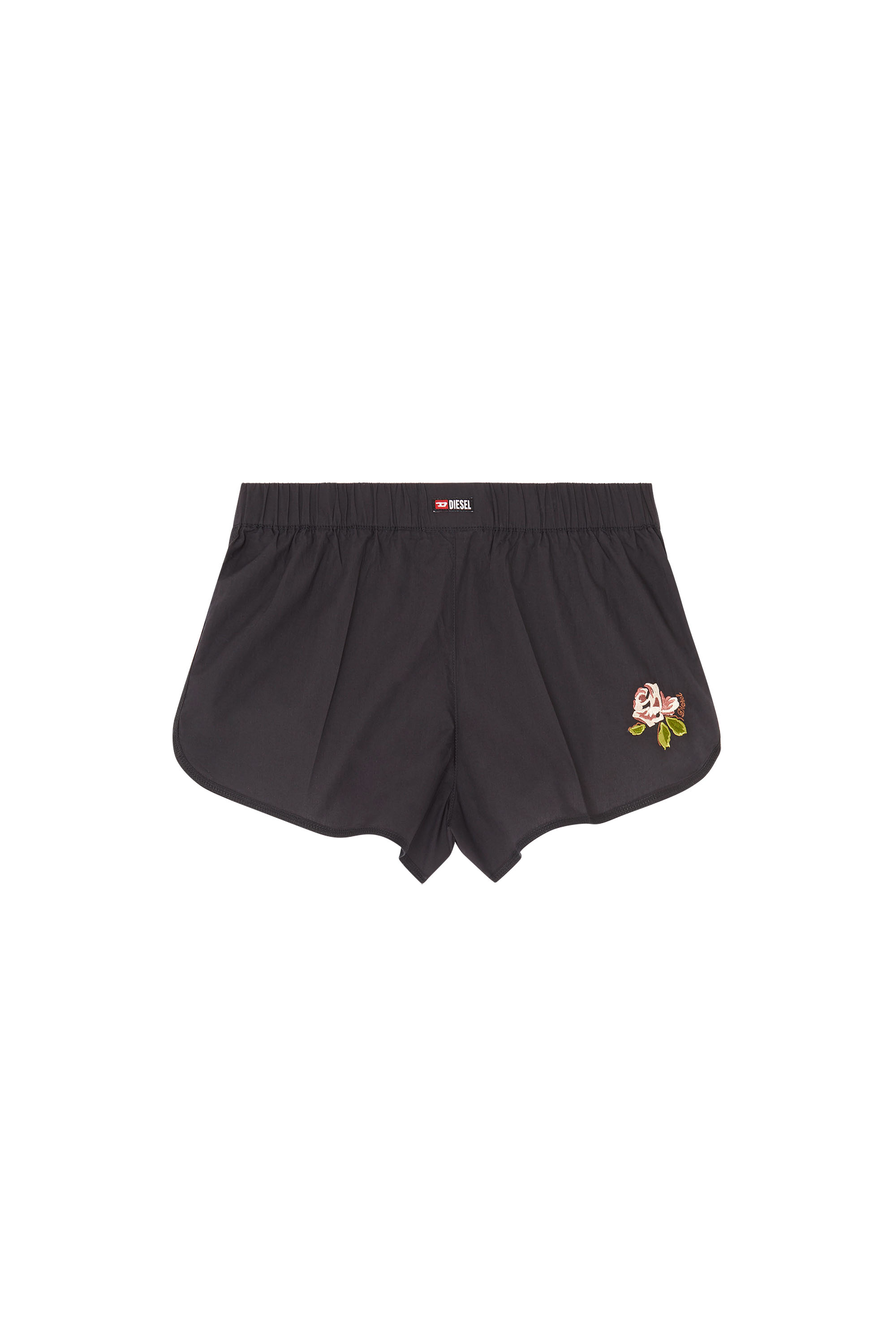 Diesel - ELOISE-D-CORE, Woman's Cotton boxers with floral embroidery in Black - 3