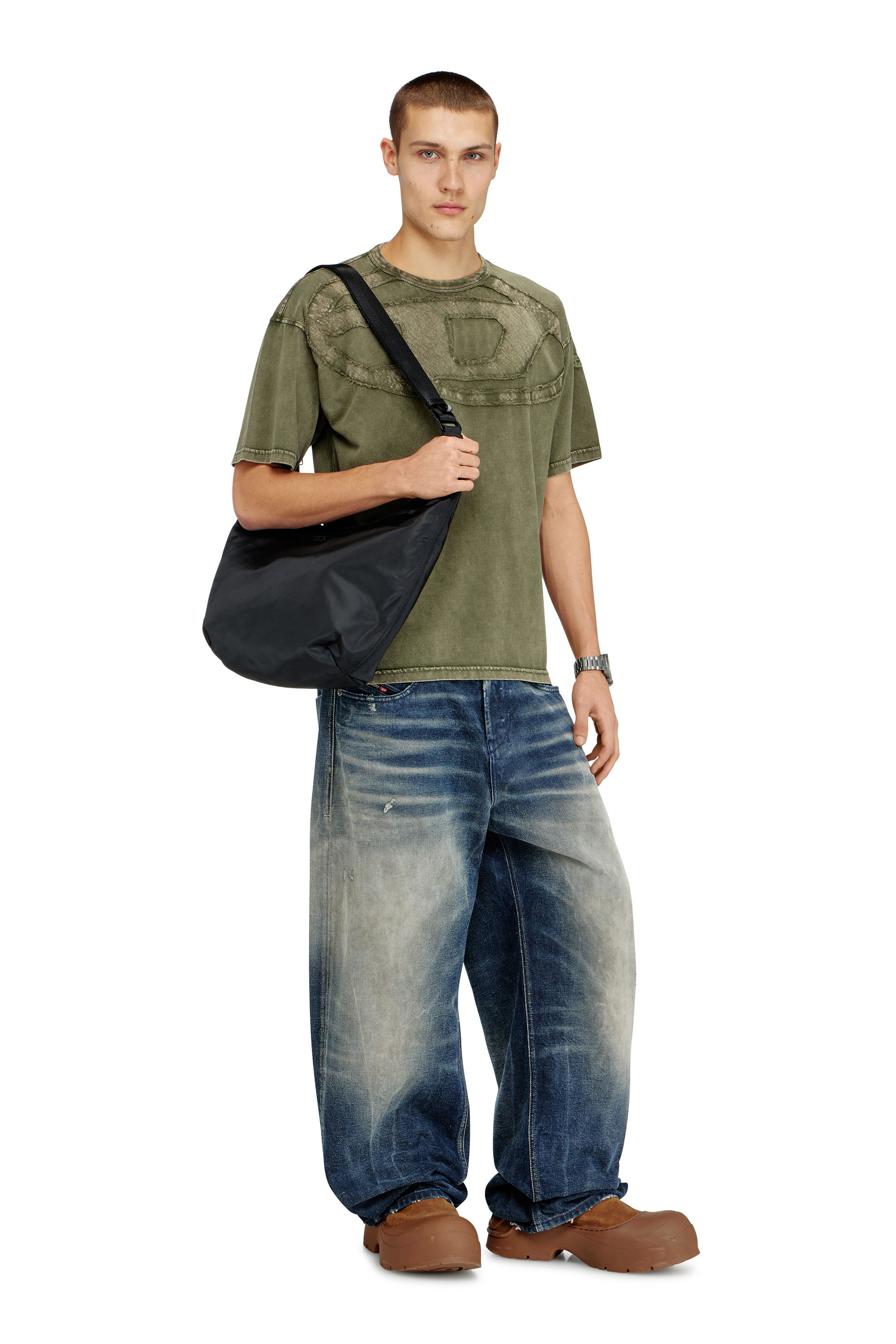 Diesel - D-PACK HOBO X, Unisex's D-Pack-Borsa a spalla in nylon con placca Logo Oval D in Black - 2