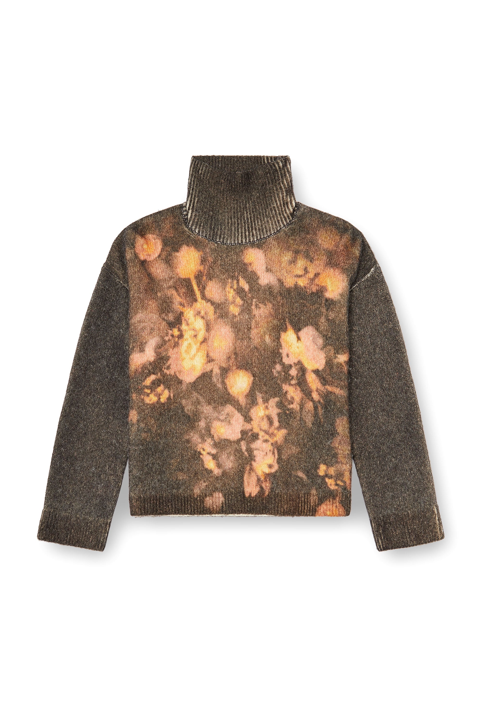Diesel - M-CIURA, Woman's Wool and alpaca-blend floral turtleneck in Brown - 3