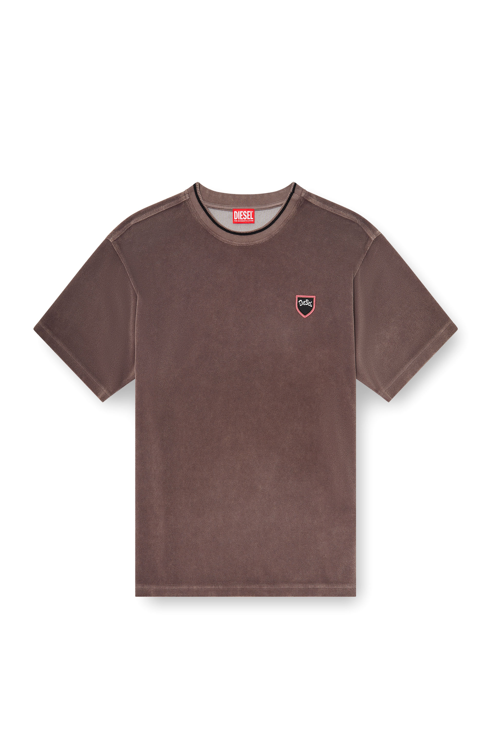 Diesel - T-SPONGY, Man's Chenille T-shirt with shield patch in null - 3