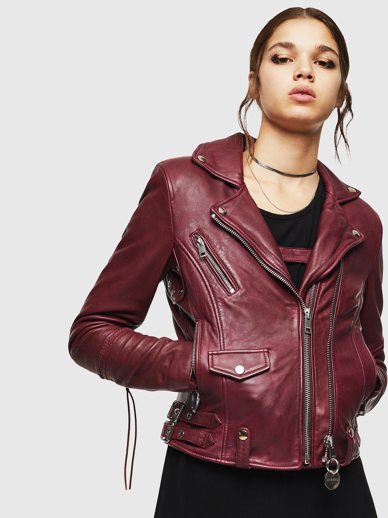 L-SINYA-A, Bordeaux Diesel - L-SINYA-A, Bordeaux - Leather jackets - Image 1