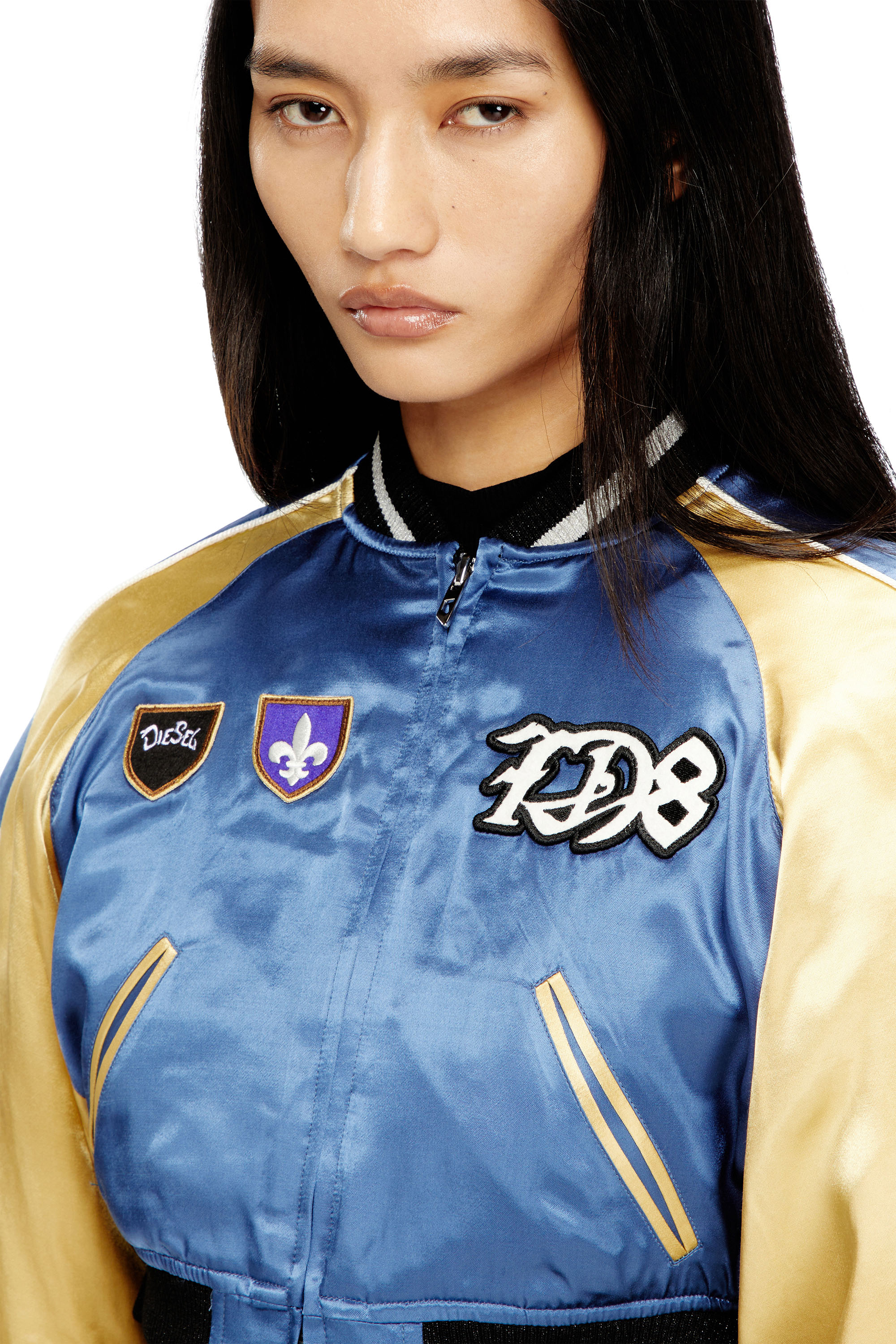 Women's Cropped satin souvenir jacket | Multicolor | Diesel