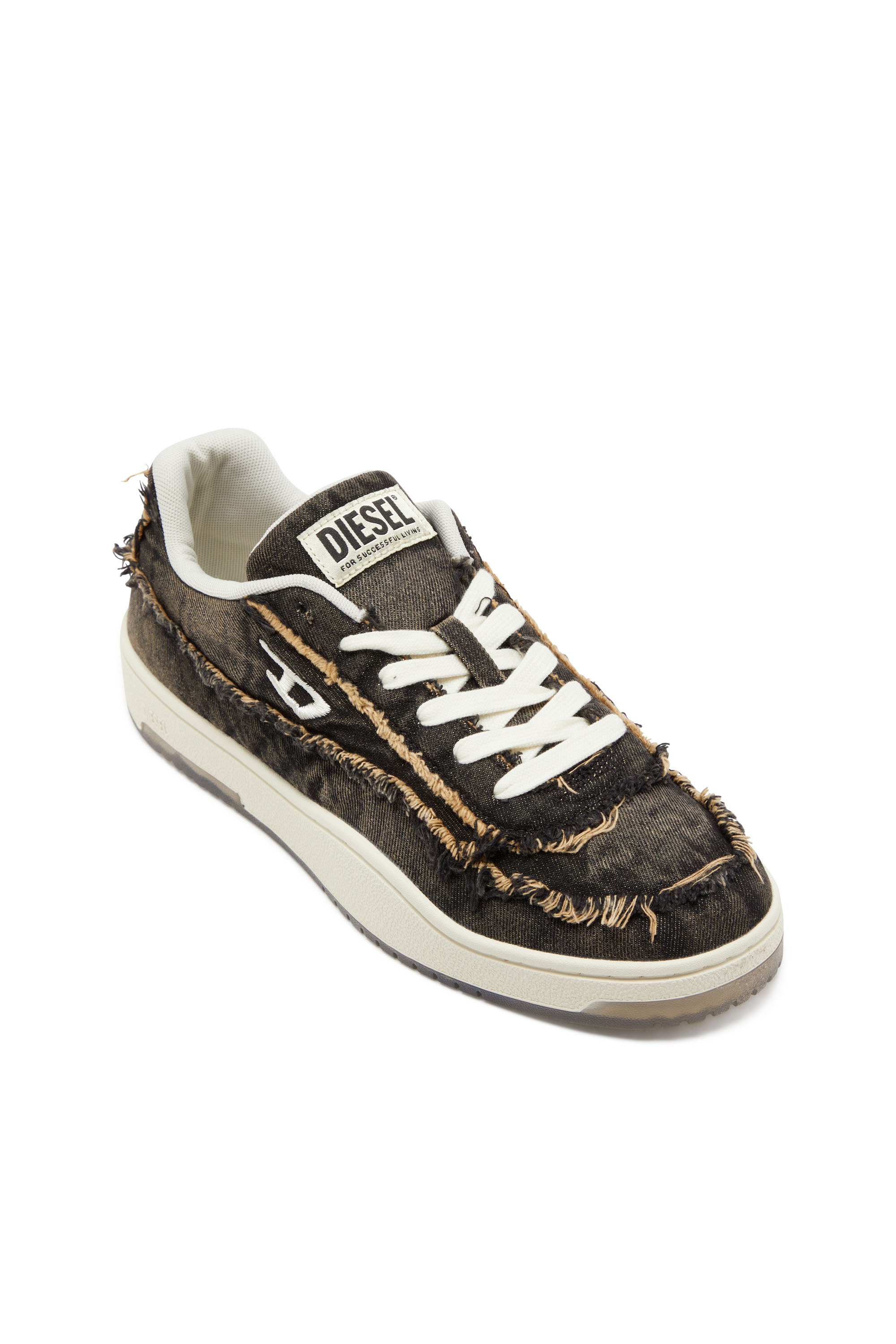 Men's S-Tracker-D-Frayed denim sneakers with transparent